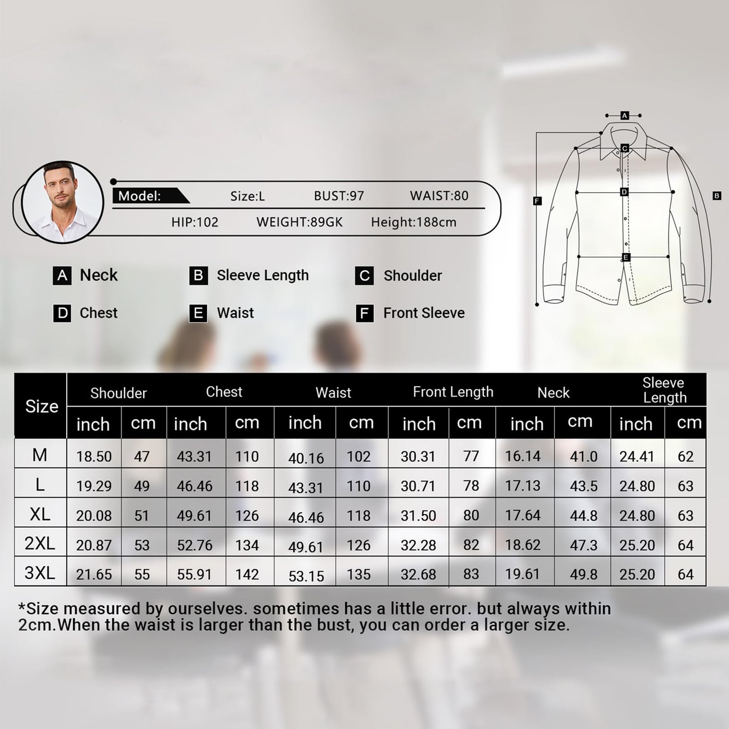 Mens Long Sleeve Dress Shirts Stretch Business Shirt Button Down Wrinkle Free Formal Shirts