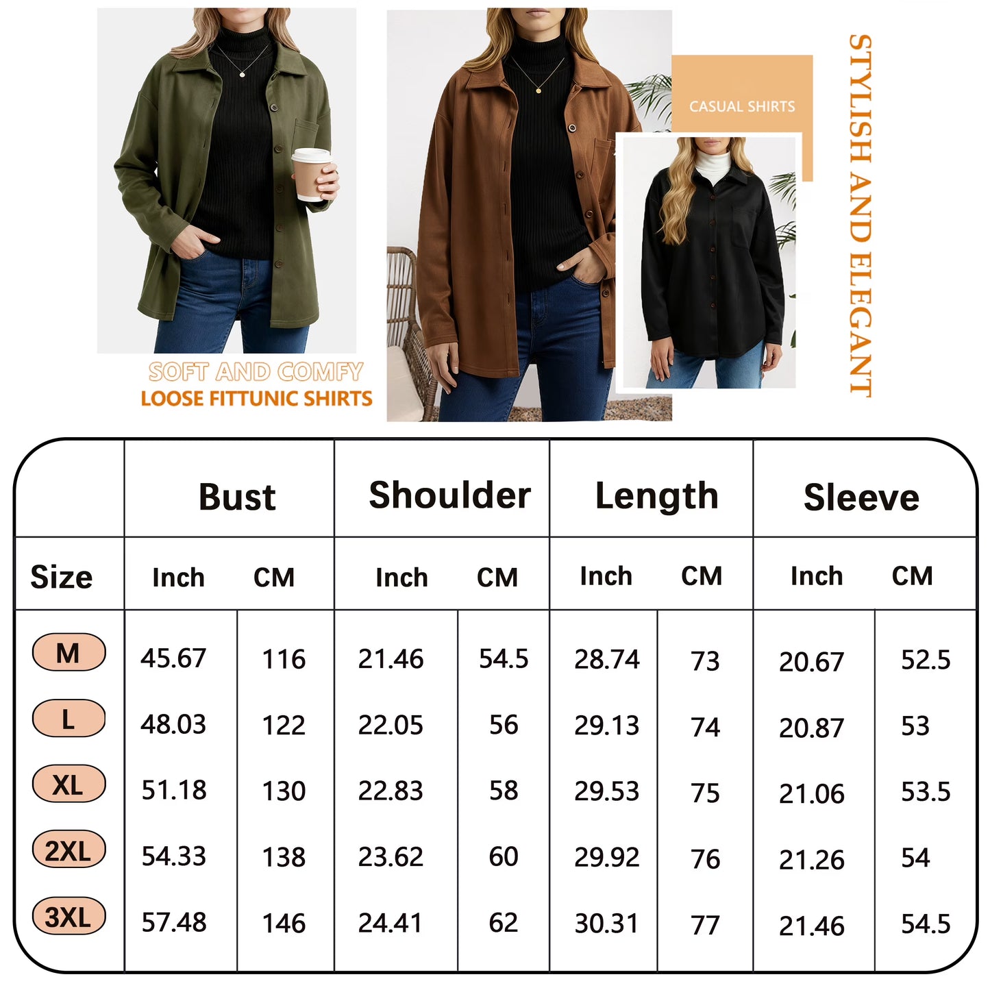 Sprinmer Womens Faux Suede Button Down Shirts Jacket Soft Warm Layered Top Casual Loose Fit Top