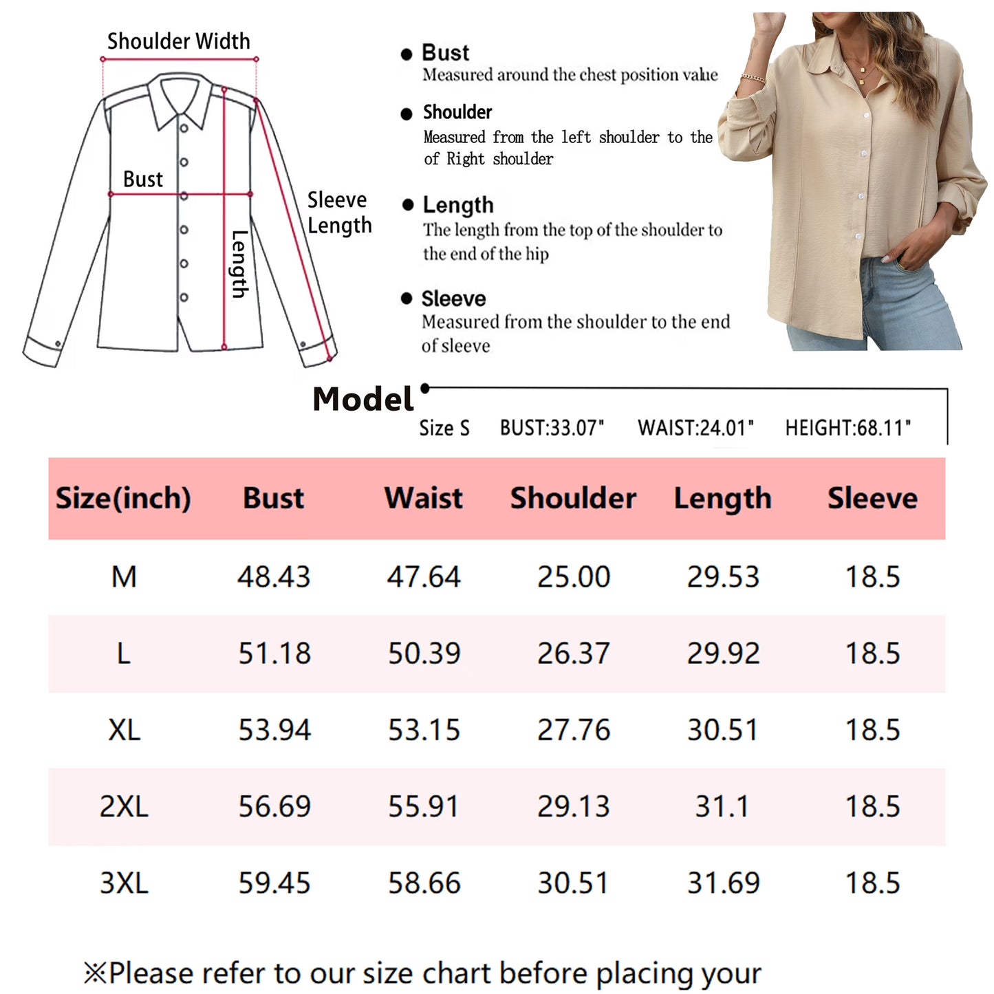 Sprinmer Womens Button Down Shirt Casual Lapel Long Sleeve Pocket Blouses Fall Outfits