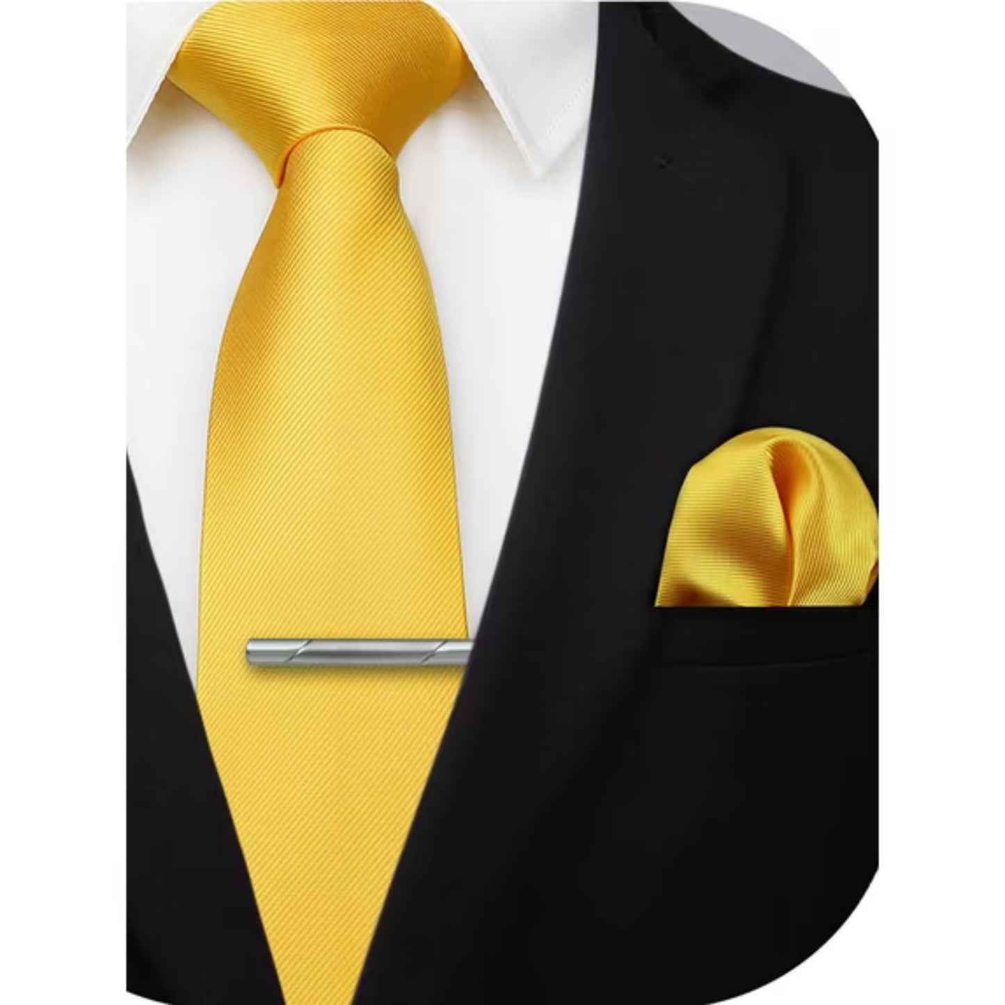 HISDERN Mens Solid Color Ties Formal Satin Necktie and Pocket Square Set Classic Tie