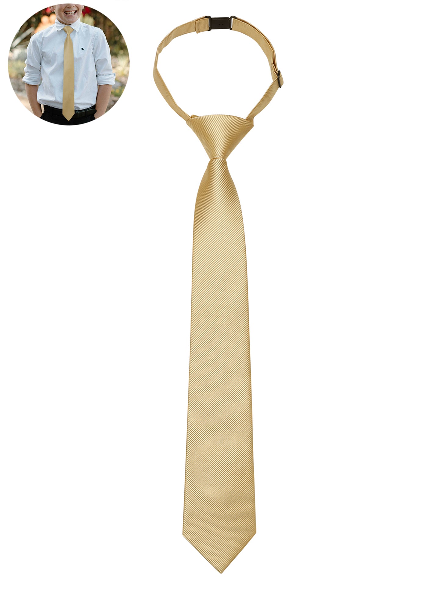 Black Boys Ties Formal Pre-Tied Necktie for Age 8-12 Classic Adjustable Ties for Wedding Graduation