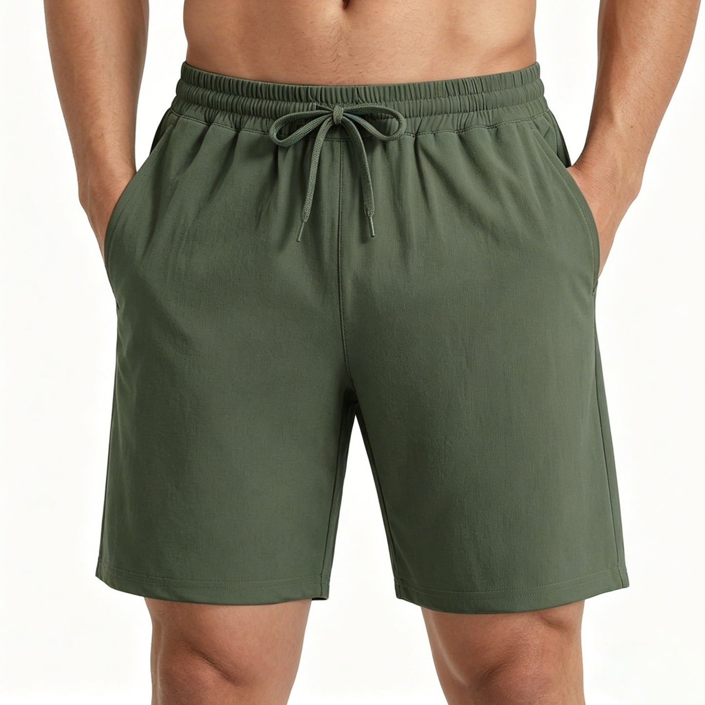 HISDERN Men's Casual Shorts 7 Inch Inseam Drawstring Elastic Waist Athletic Shorts with Pockets