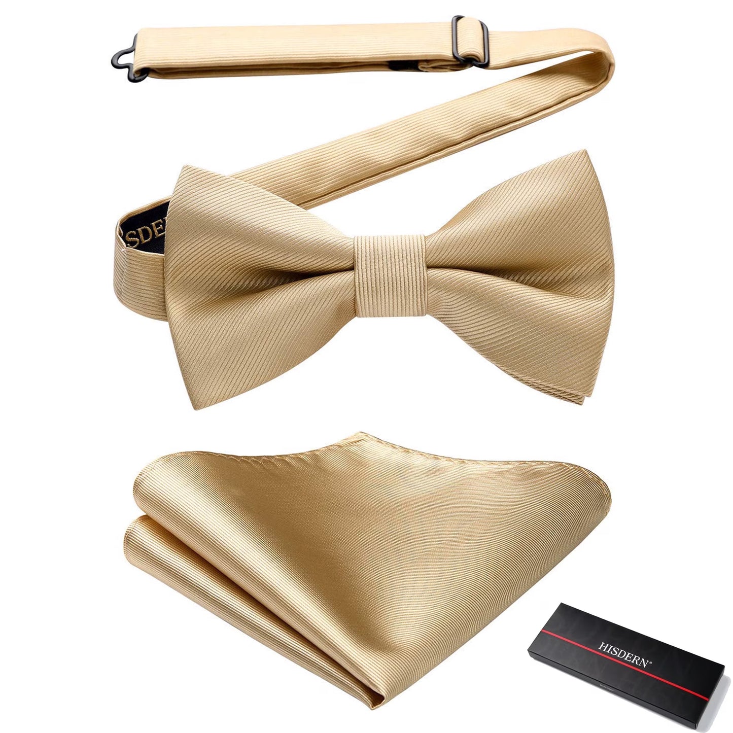 Bow Ties Solid Color Pre-tied Bowtie Pocket Square Set Formal Wedding Party