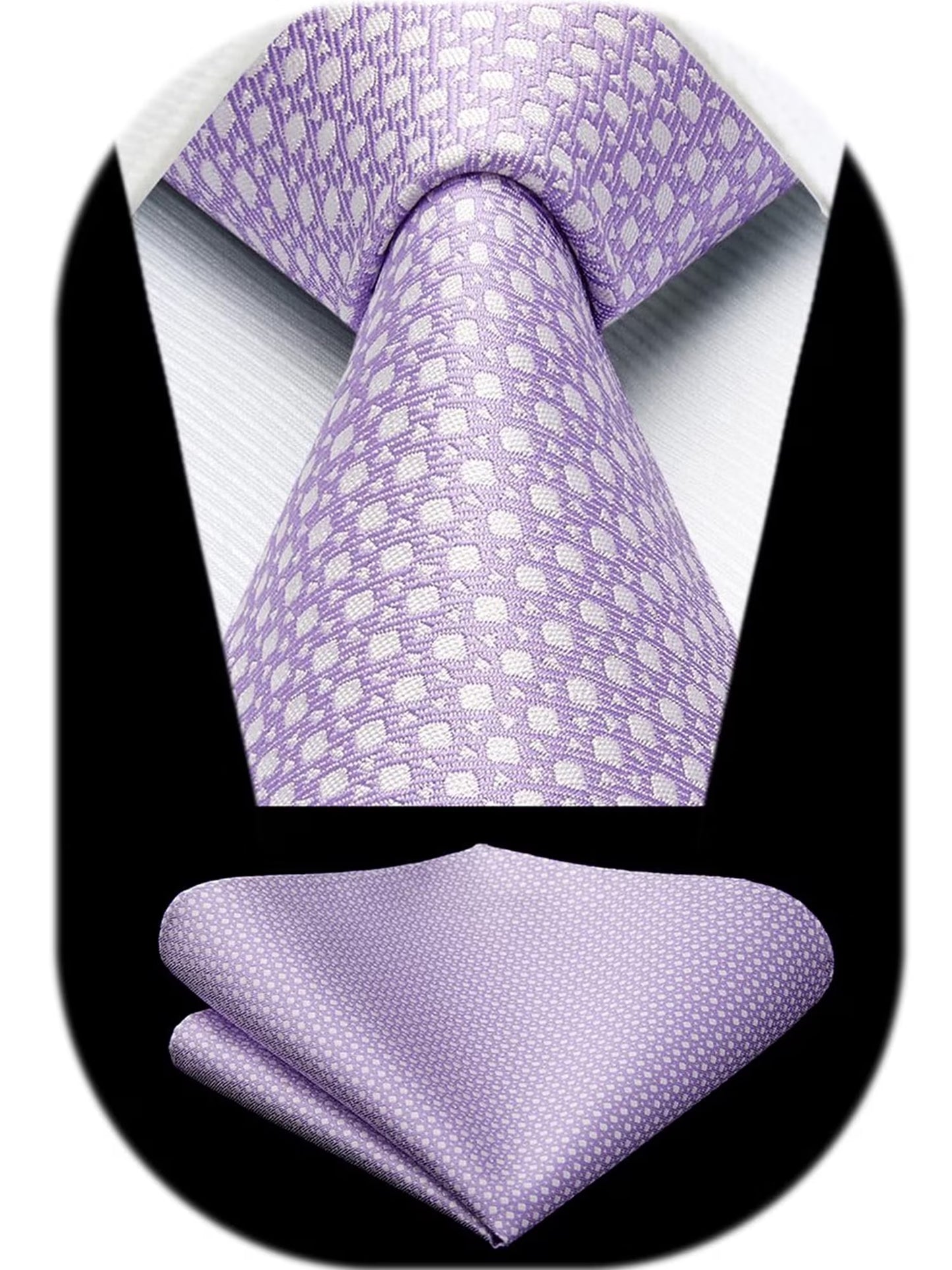 Black Plaid Mens Ties Handkerchief Elegant Formal Necktie & Pocket Square Set Wedding Ties for Men
