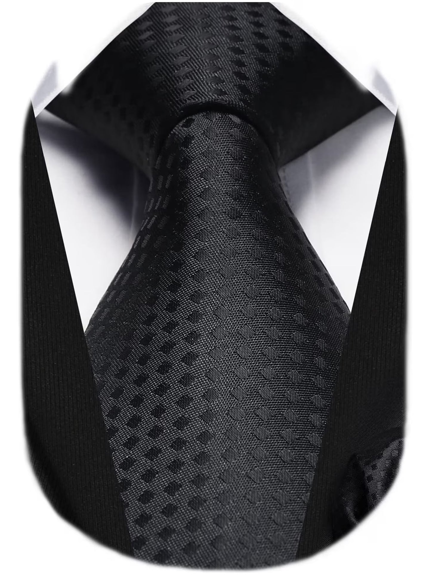 Black Plaid Mens Ties Handkerchief Elegant Formal Necktie & Pocket Square Set Wedding Ties for Men