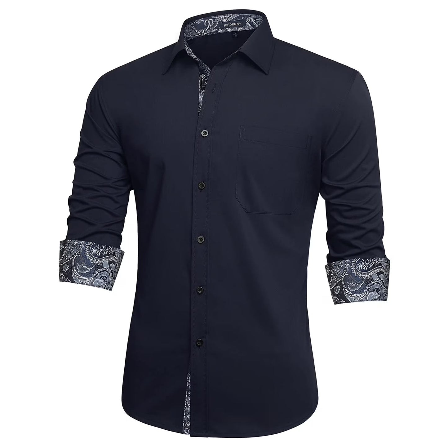 Men Formal Dress Shirts Long Sleeve Shirt Casual Button Down Shirt Wedding Shirt Blue Paisley