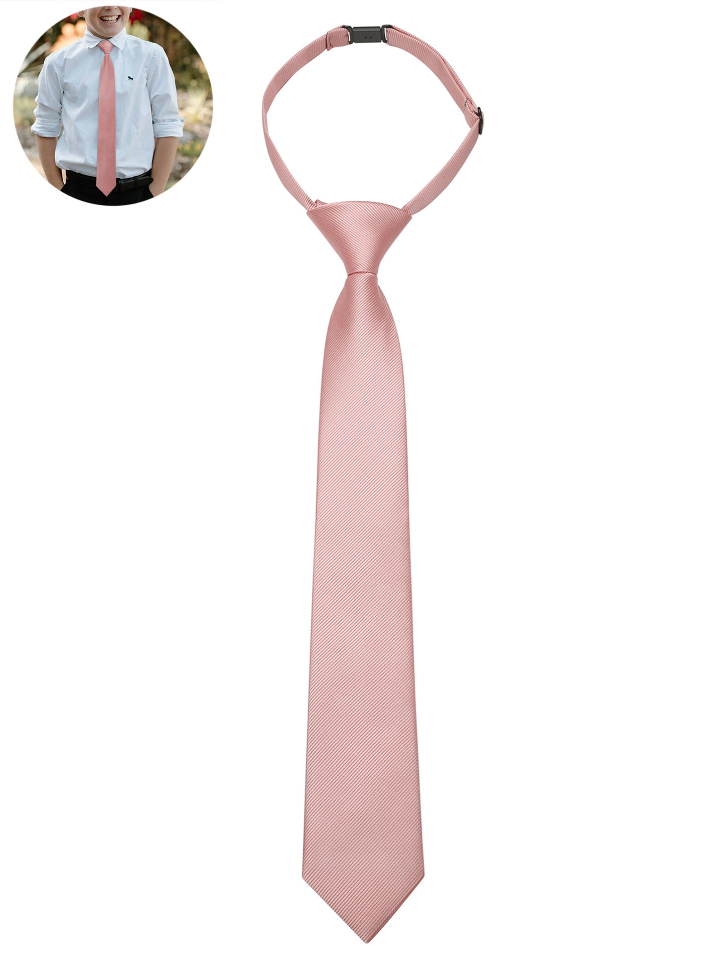 Black Boys Ties Formal Pre-Tied Necktie for Age 8-12 Classic Adjustable Ties for Wedding Graduation