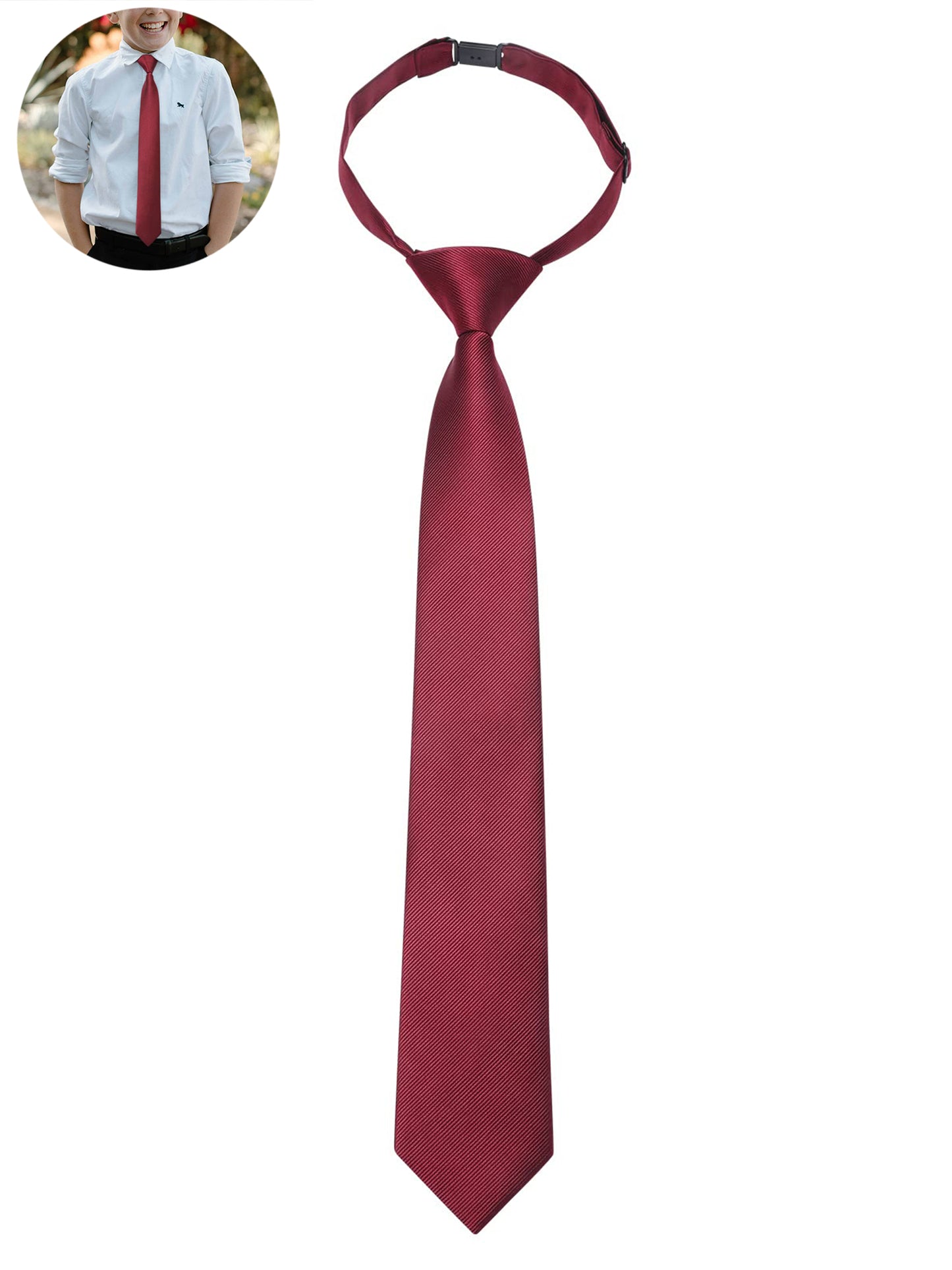 Black Boys Ties Formal Pre-Tied Necktie for Age 8-12 Classic Adjustable Ties for Wedding Graduation