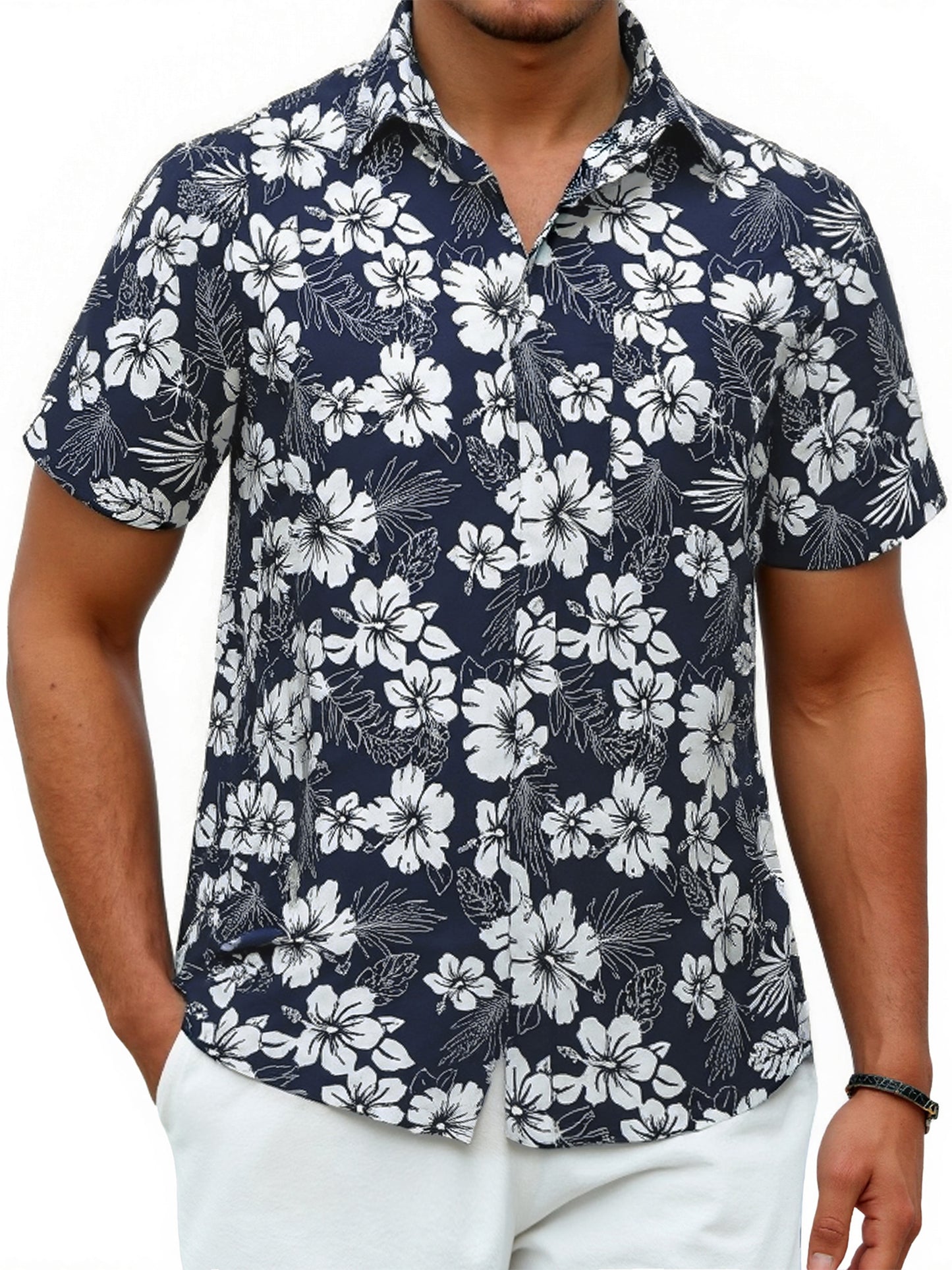 Mens Hawaiian Shirts Short Sleeve Summer Beach Aloha Shirt Tropical Floral Casual Button Down Shirt
