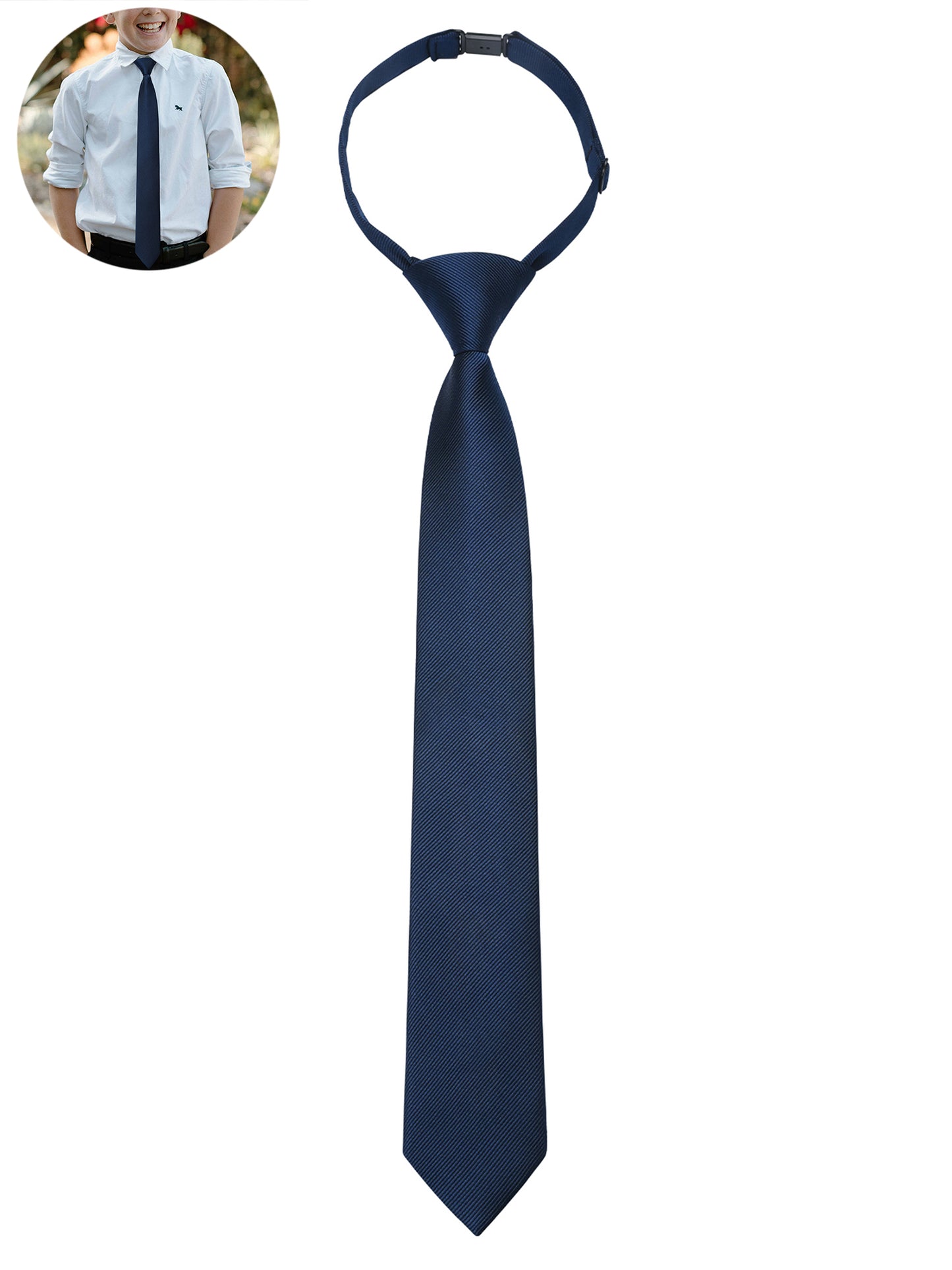 Black Boys Ties Formal Pre-Tied Necktie for Age 8-12 Classic Adjustable Ties for Wedding Graduation