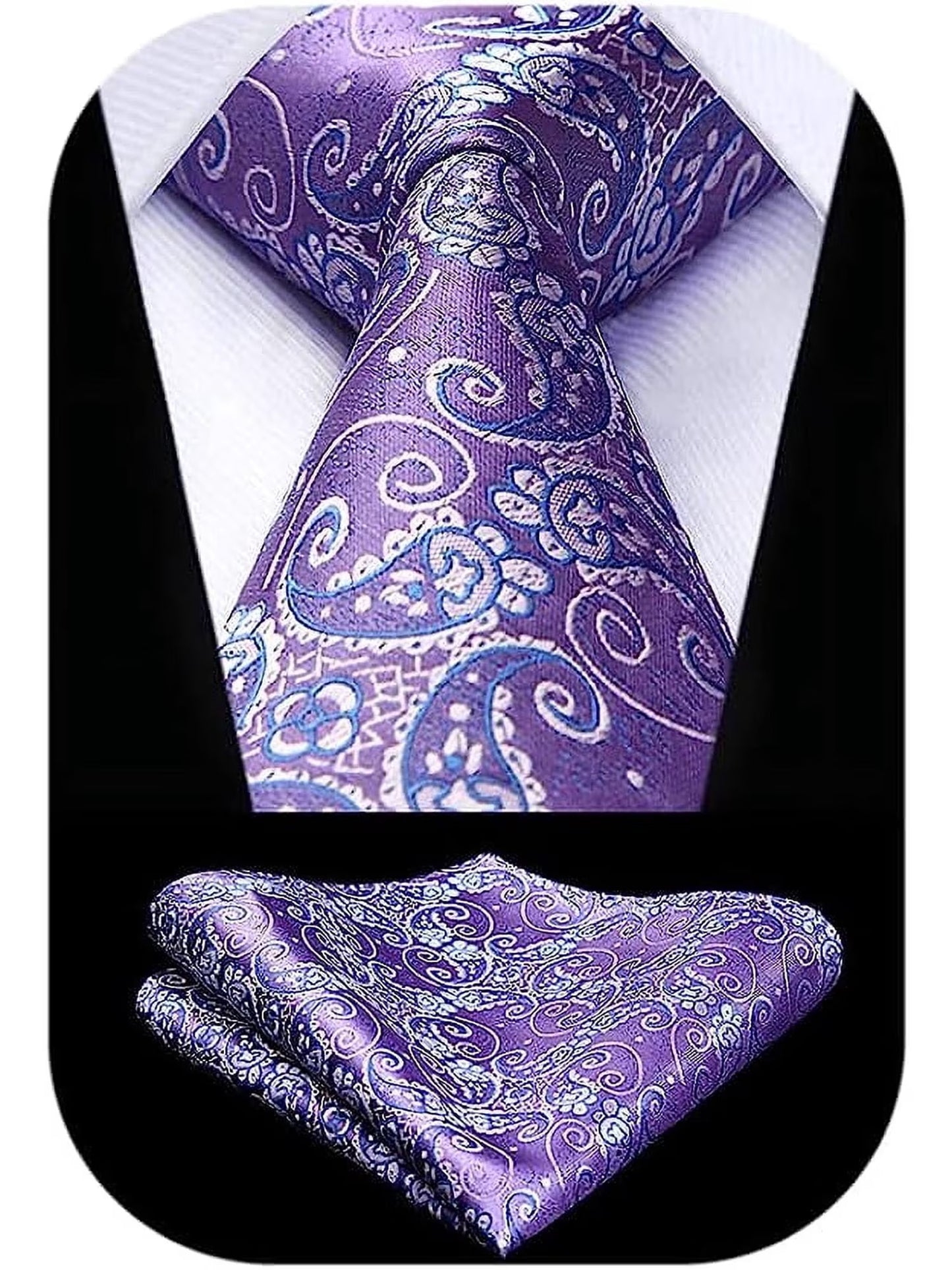HISDERN Ties for Men Paisley Tie and Pocket Square Woven Classic Floral Mens Ties Handkerchief Set