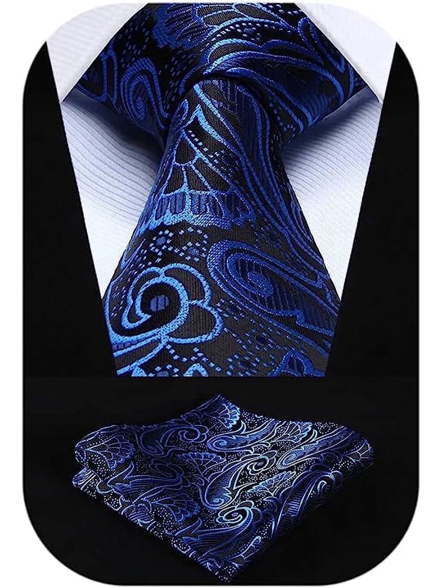 HISDERN Ties for Men Paisley Tie and Pocket Square Woven Classic Floral Mens Ties Handkerchief Set