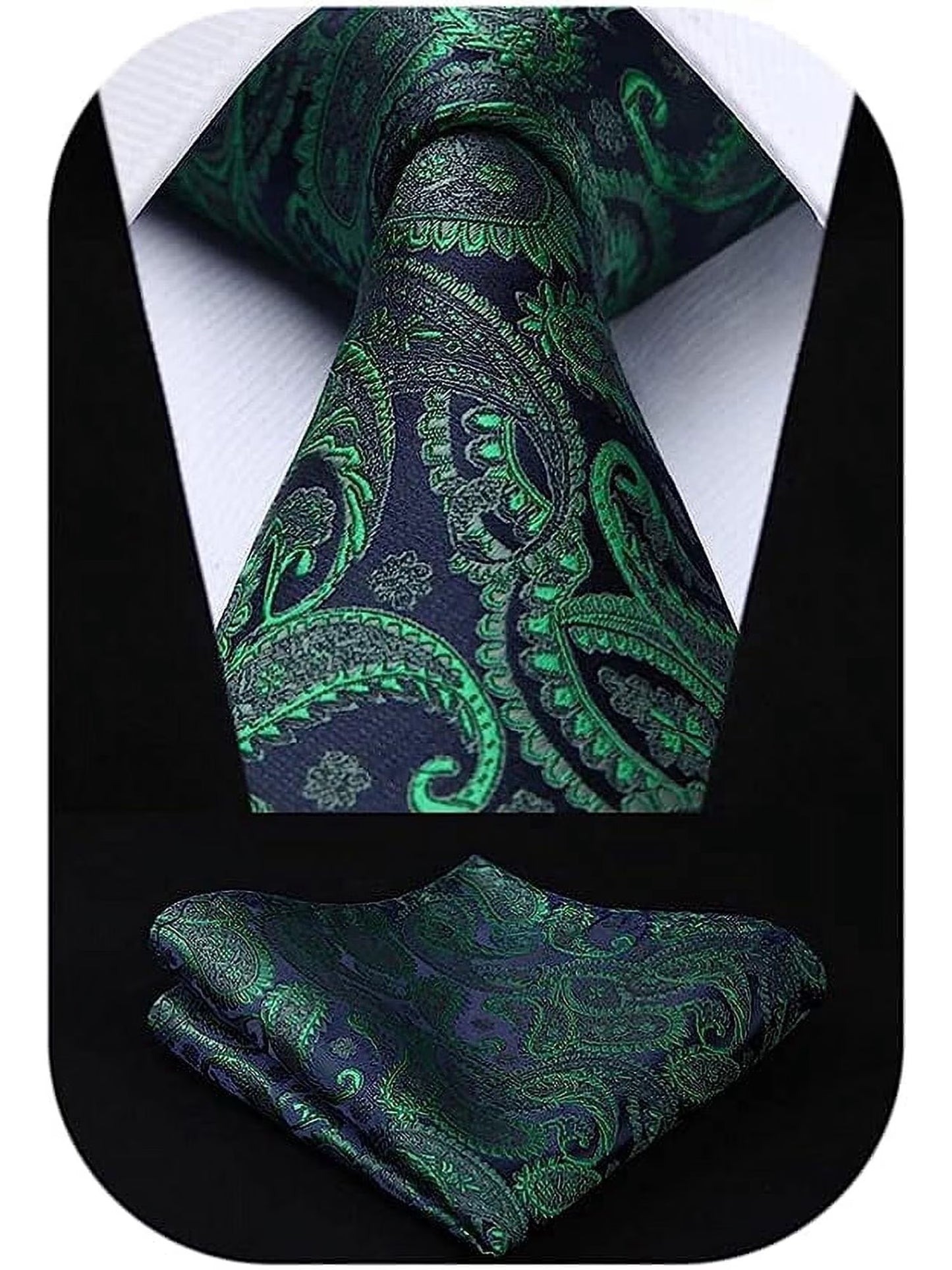HISDERN Ties for Men Paisley Tie and Pocket Square Woven Classic Floral Mens Ties Handkerchief Set