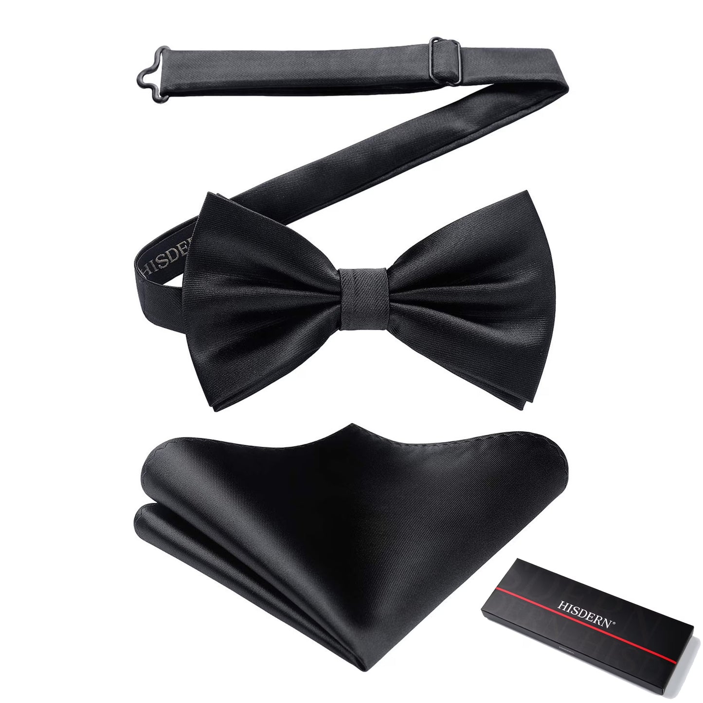 Bow Ties Solid Color Pre-tied Bowtie Pocket Square Set Formal Wedding Party
