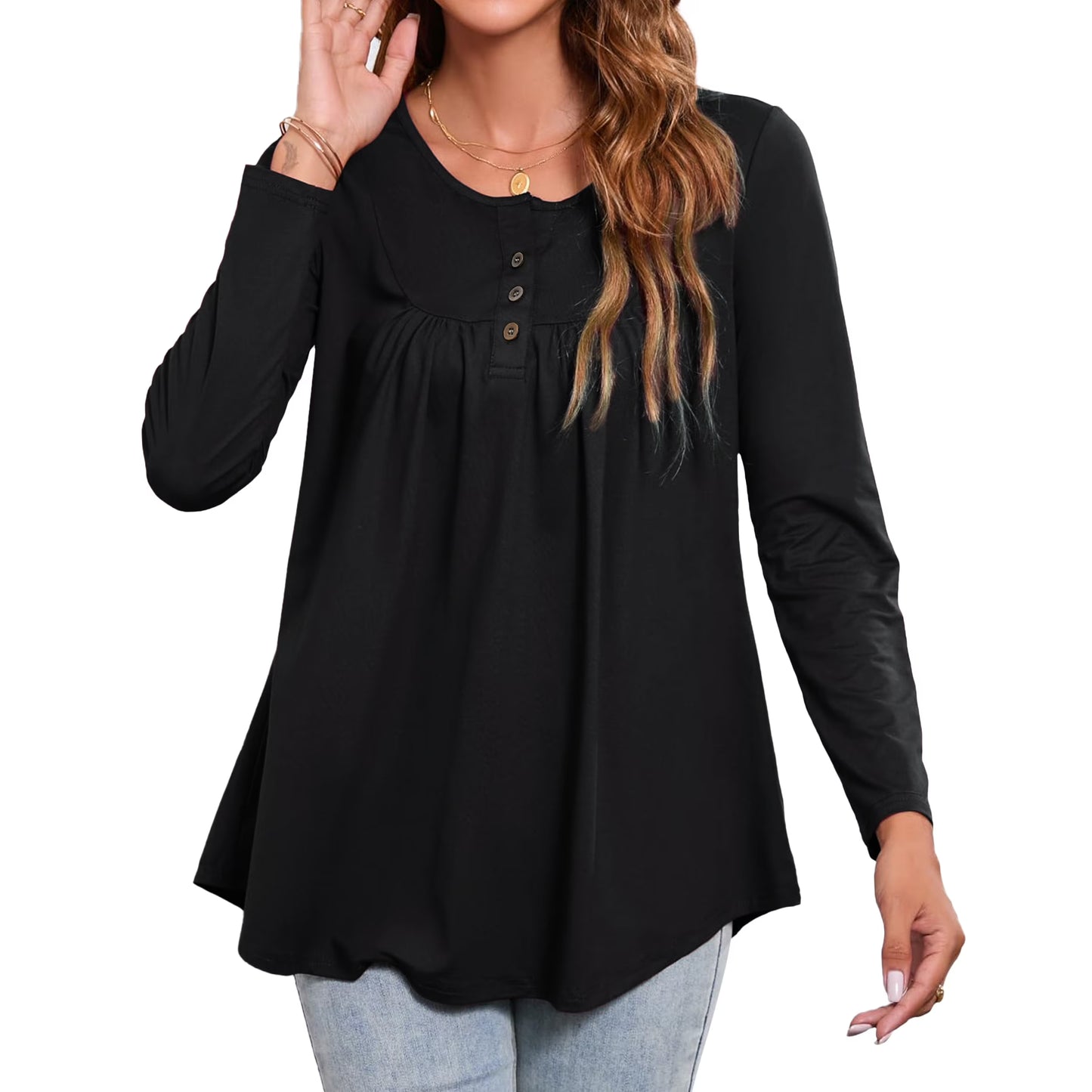 Sprinmer Womens Tunic Tops Casual Loose Fit Floral Fall Blouses
