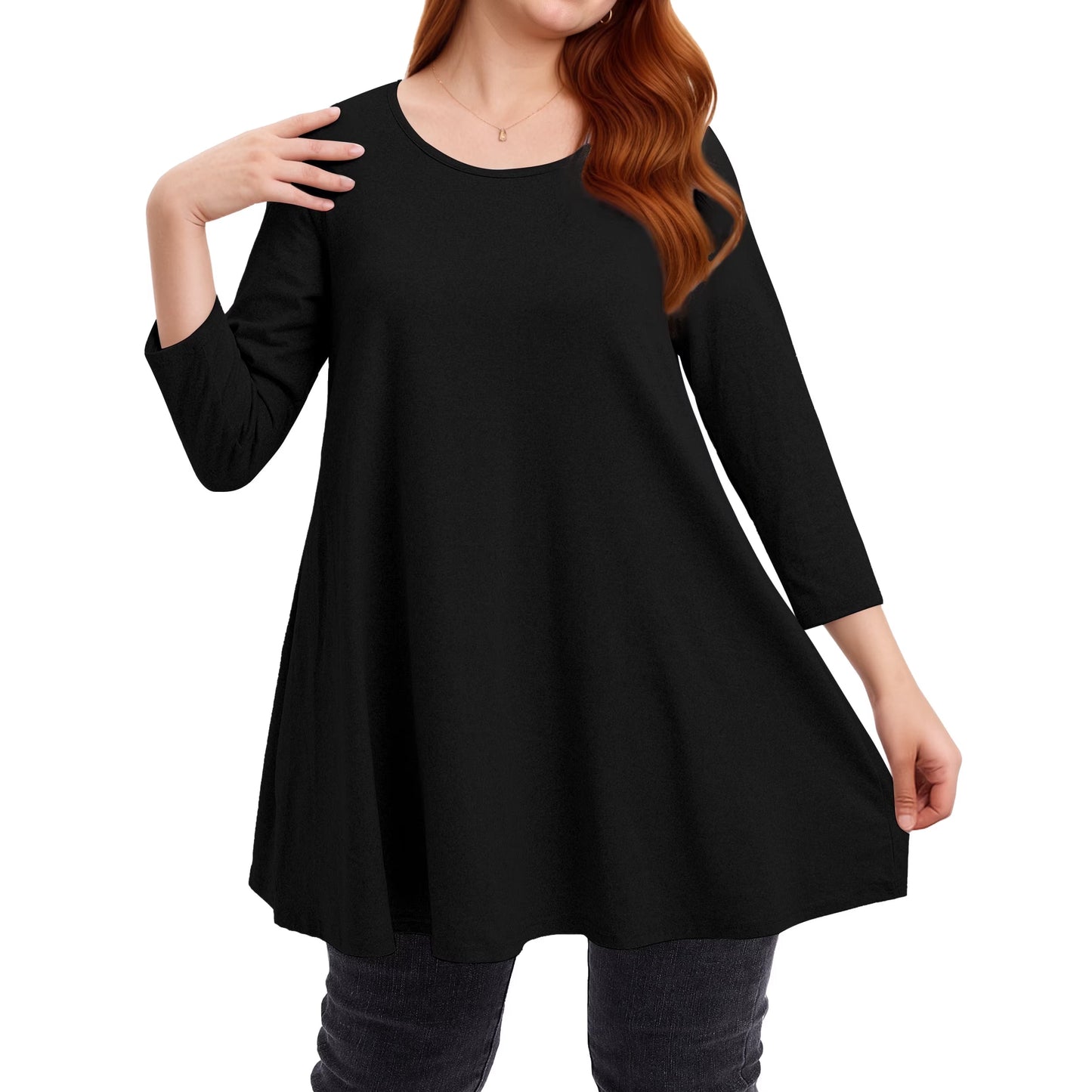 Sprinmer Womens Plus Size Blouses Casual 3/4 Sleeve Loose Fit Paisley Shirts for Leggings