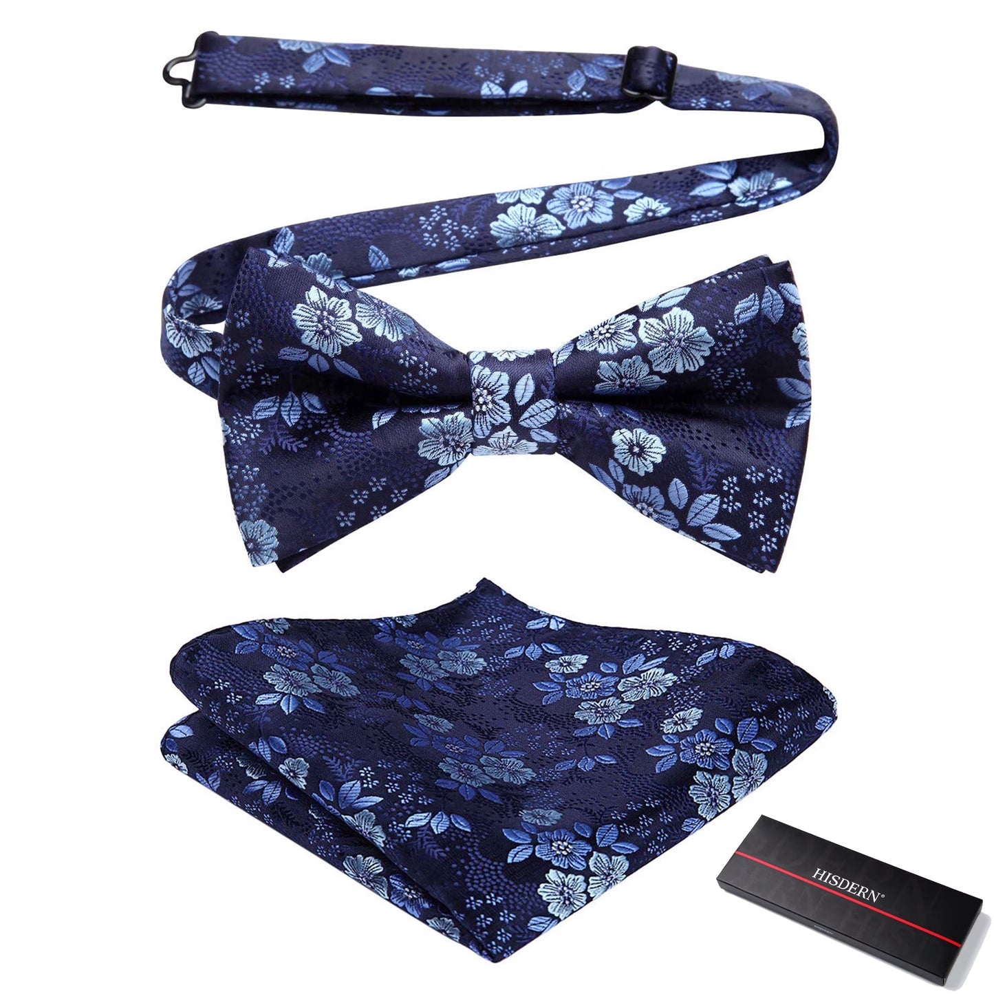 Bow Ties Solid Color Pre-tied Bowtie Pocket Square Set Formal Wedding Party