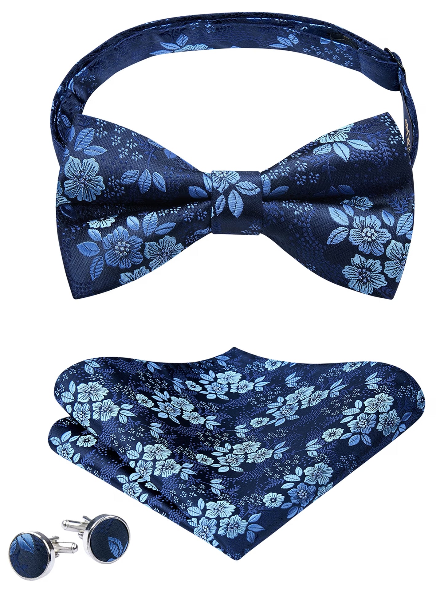 Bow Tie for Men Paisley Pretied Bowties Adjustable Tuxedos Bowtie Handkerchief Cufflinks Set