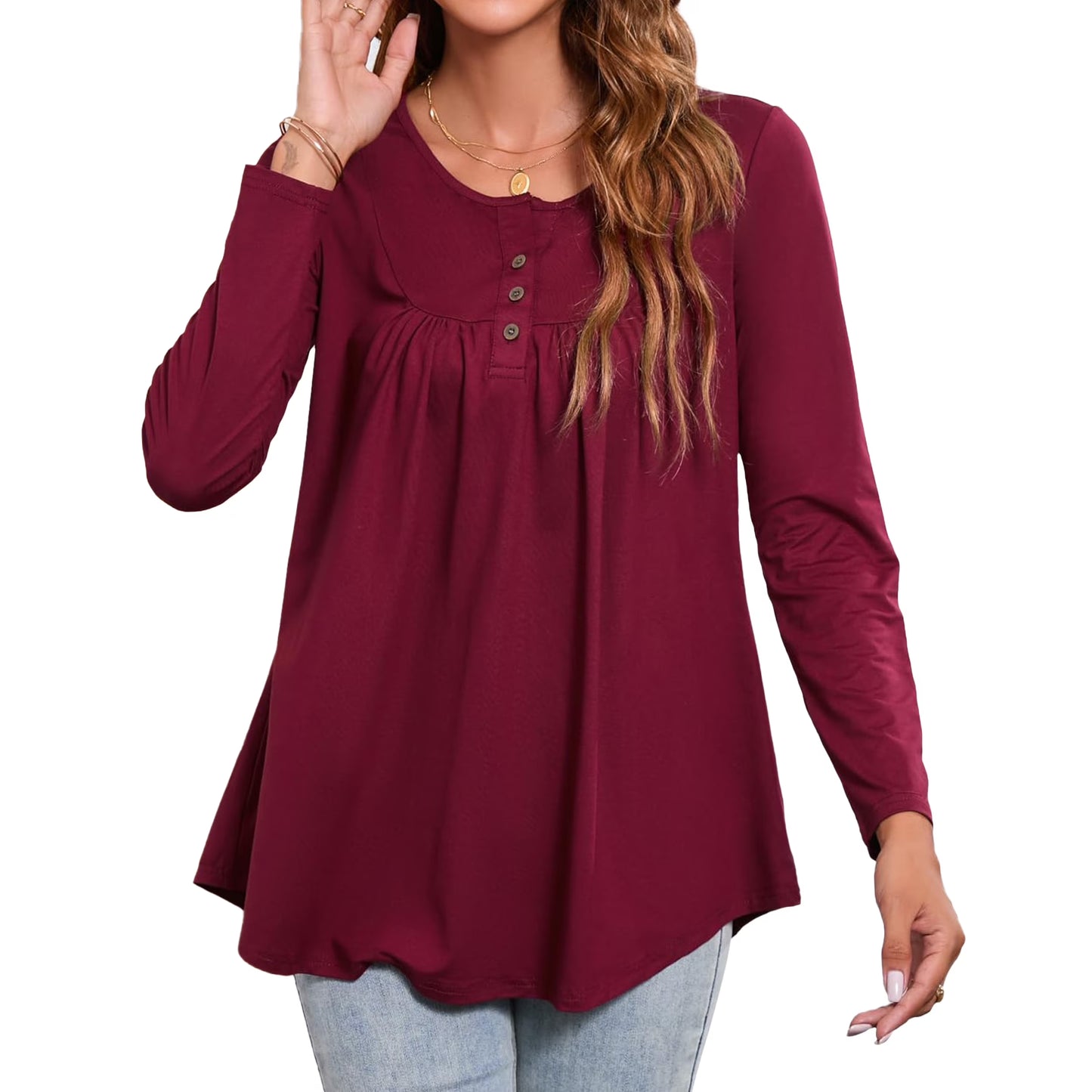 Sprinmer Womens Tunic Tops Casual Loose Fit Floral Fall Blouses
