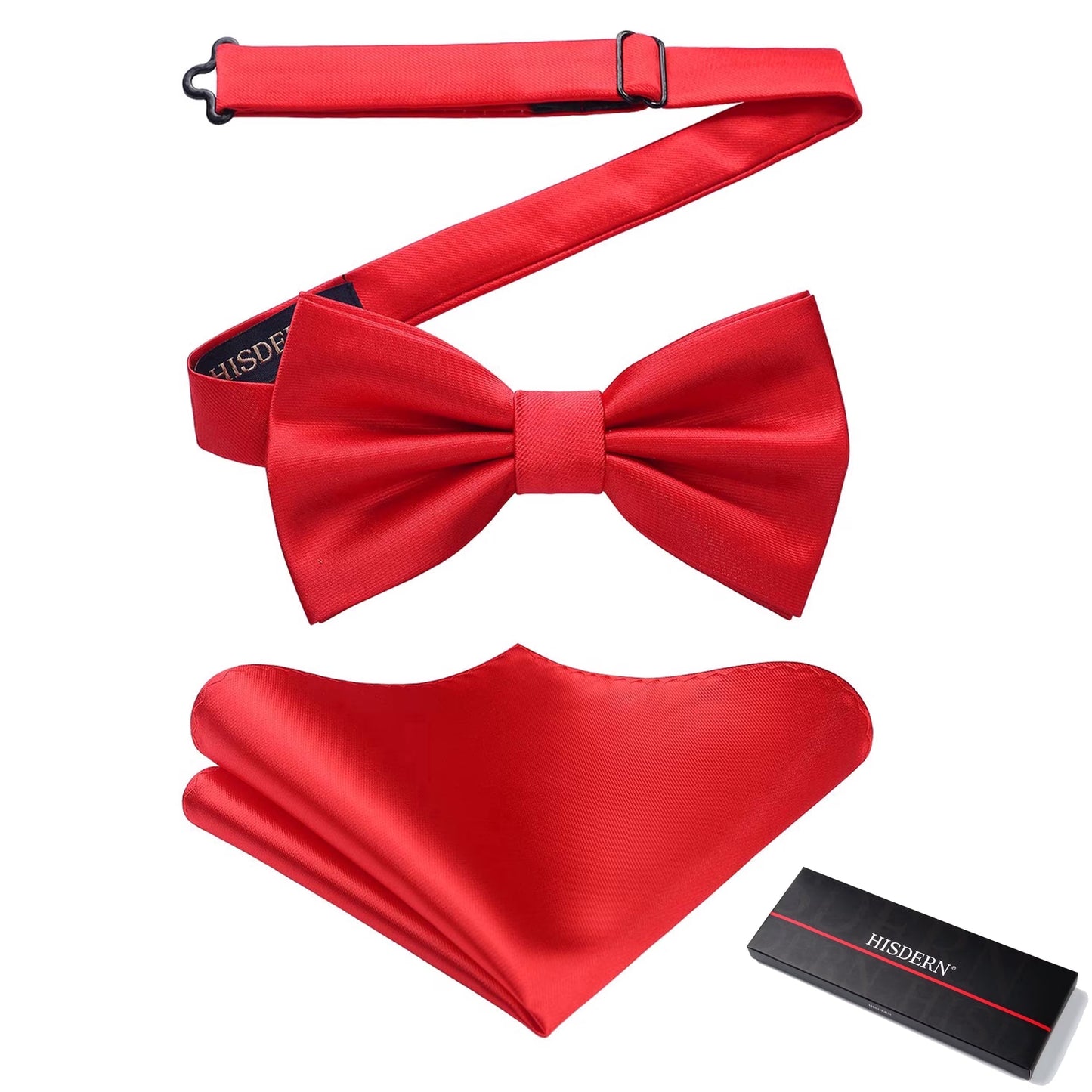 Bow Ties Solid Color Pre-tied Bowtie Pocket Square Set Formal Wedding Party