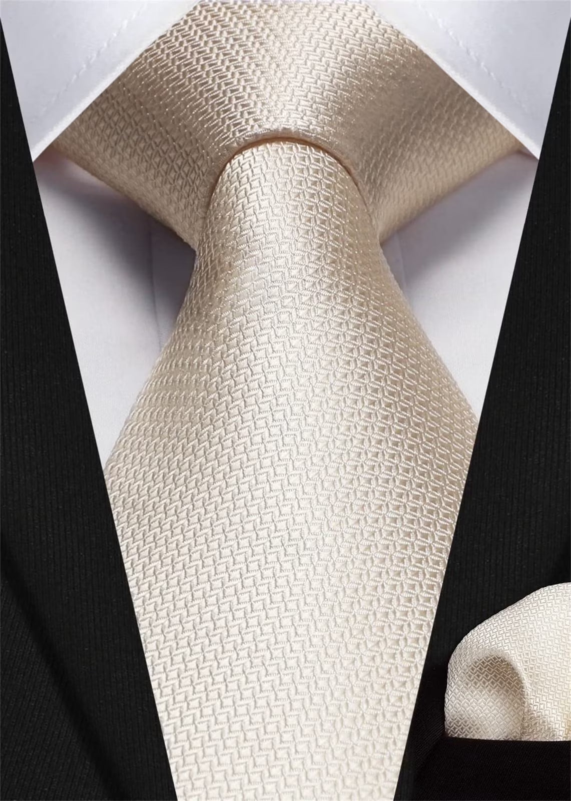 Black Plaid Mens Ties Handkerchief Elegant Formal Necktie & Pocket Square Set Wedding Ties for Men