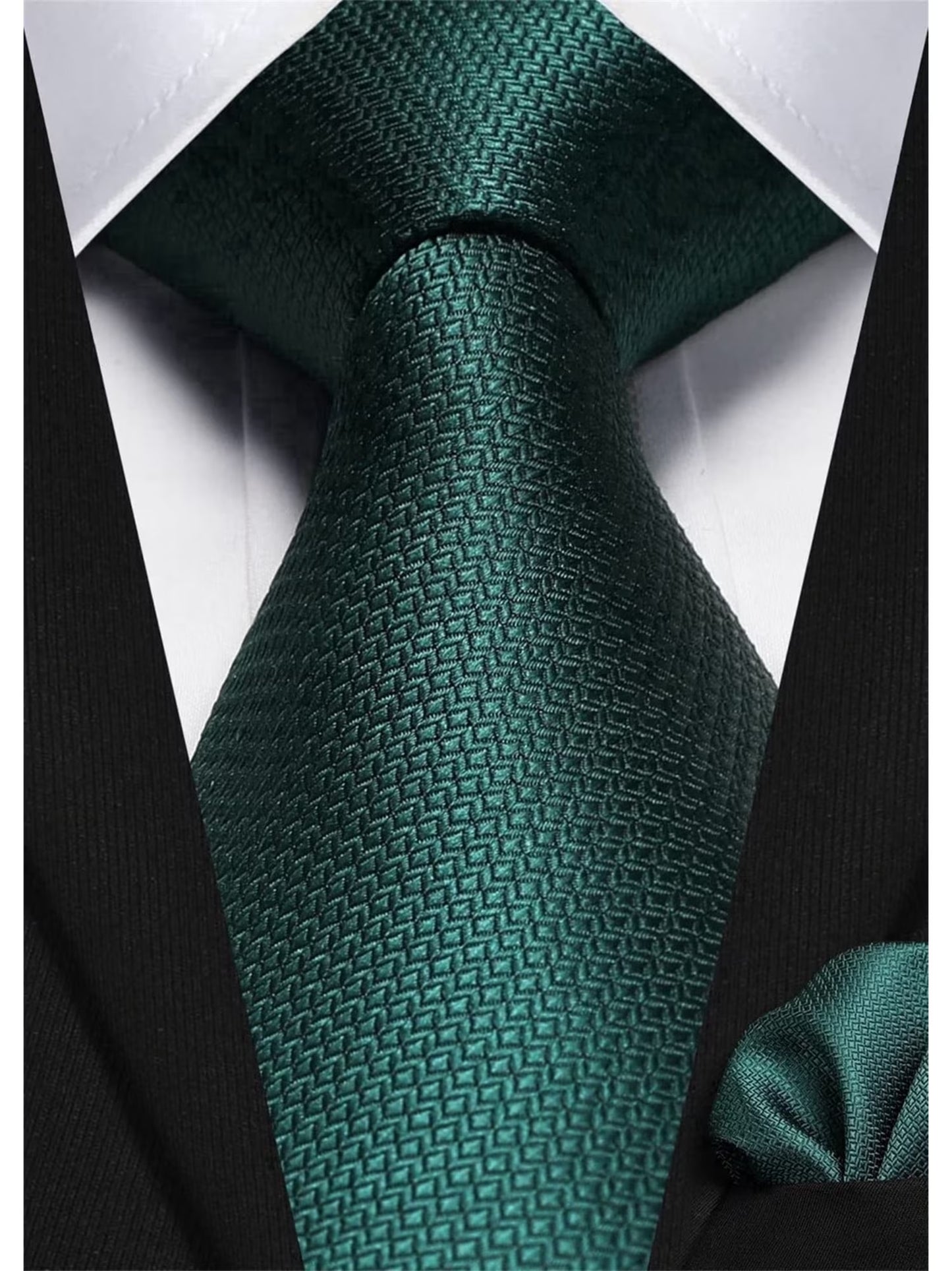 Black Plaid Mens Ties Handkerchief Elegant Formal Necktie & Pocket Square Set Wedding Ties for Men