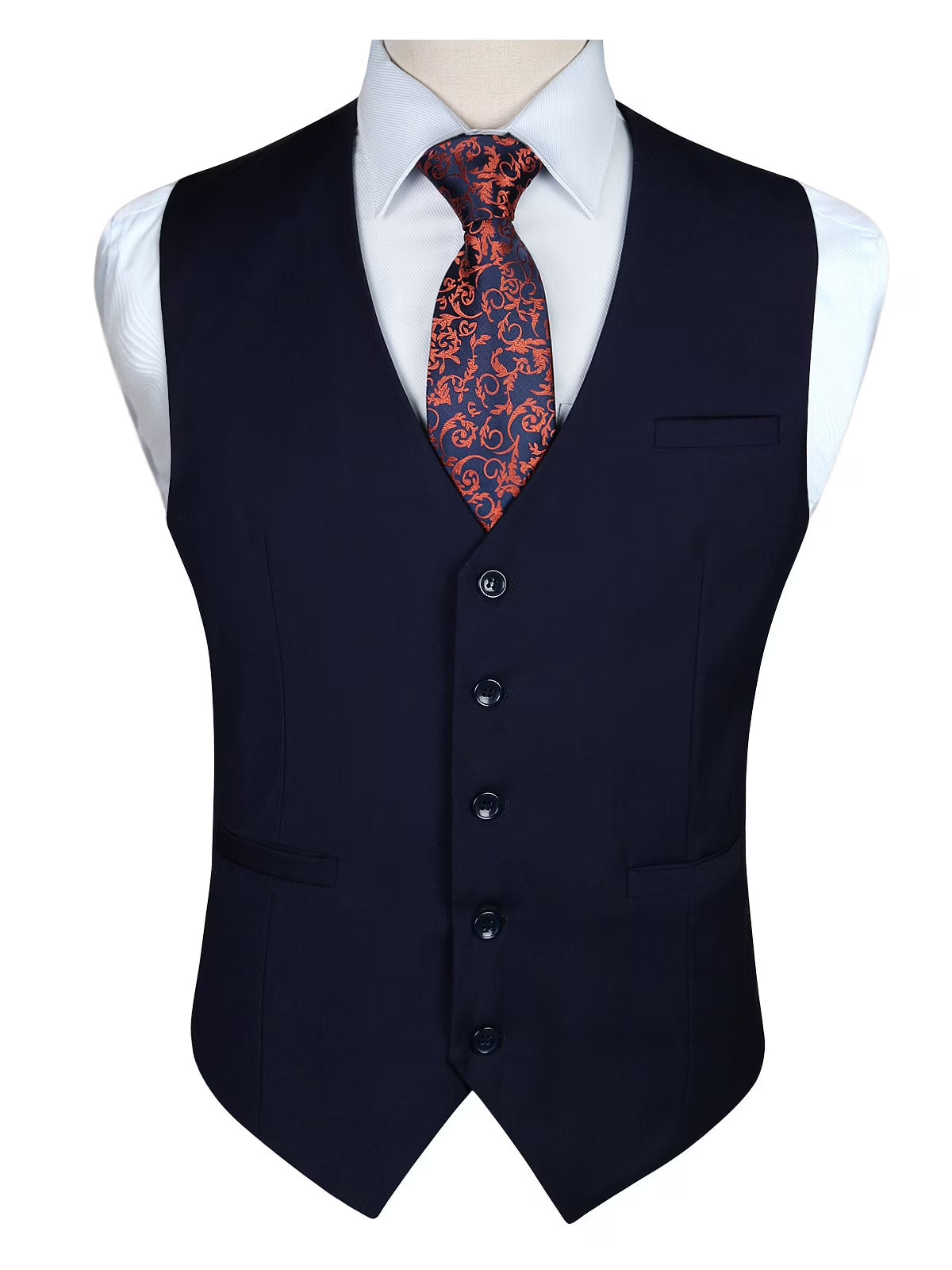 HISDERN Men's Plaid Suit Vest Sky Blue Business Formal Dress Vests Wedding Waistcoat for Tuxedo