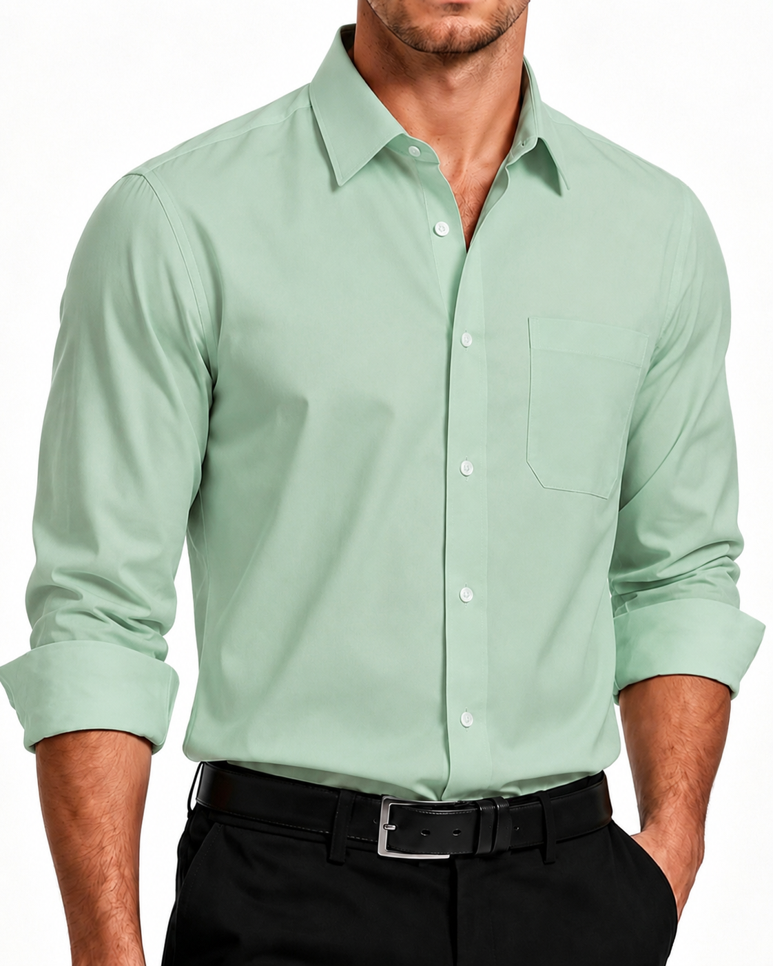 HISDERN Mens Dress Shirts Long Sleeve Button Down Shirts Casual Solid Formal Business Shirt
