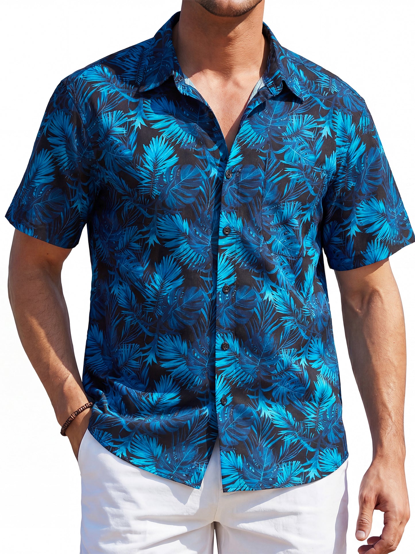 Mens Hawaiian Shirts Short Sleeve Summer Beach Aloha Shirt Tropical Floral Casual Button Down Shirt