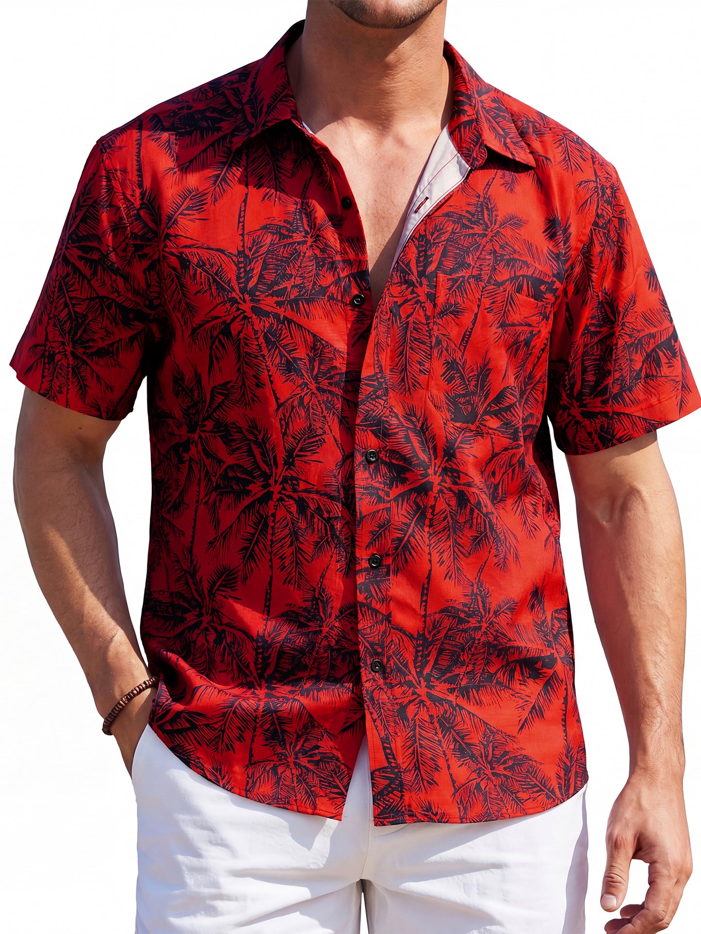 Mens Hawaiian Shirts Short Sleeve Summer Beach Aloha Shirt Tropical Floral Casual Button Down Shirt
