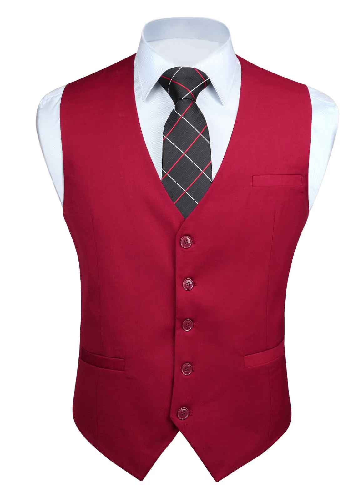 HISDERN Men's Plaid Suit Vest Sky Blue Business Formal Dress Vests Wedding Waistcoat for Tuxedo
