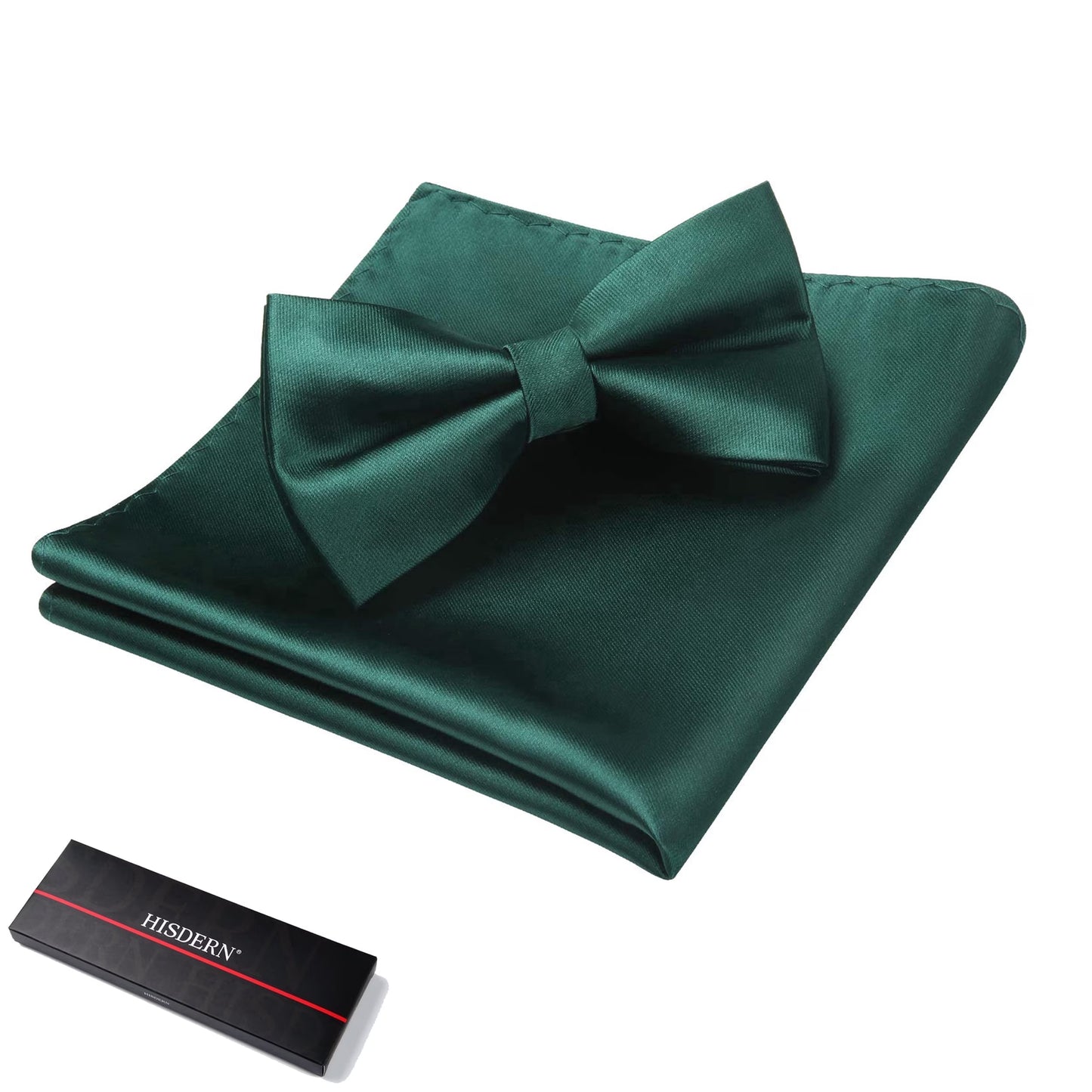 Bow Ties Solid Color Pre-tied Bowtie Pocket Square Set Formal Wedding Party