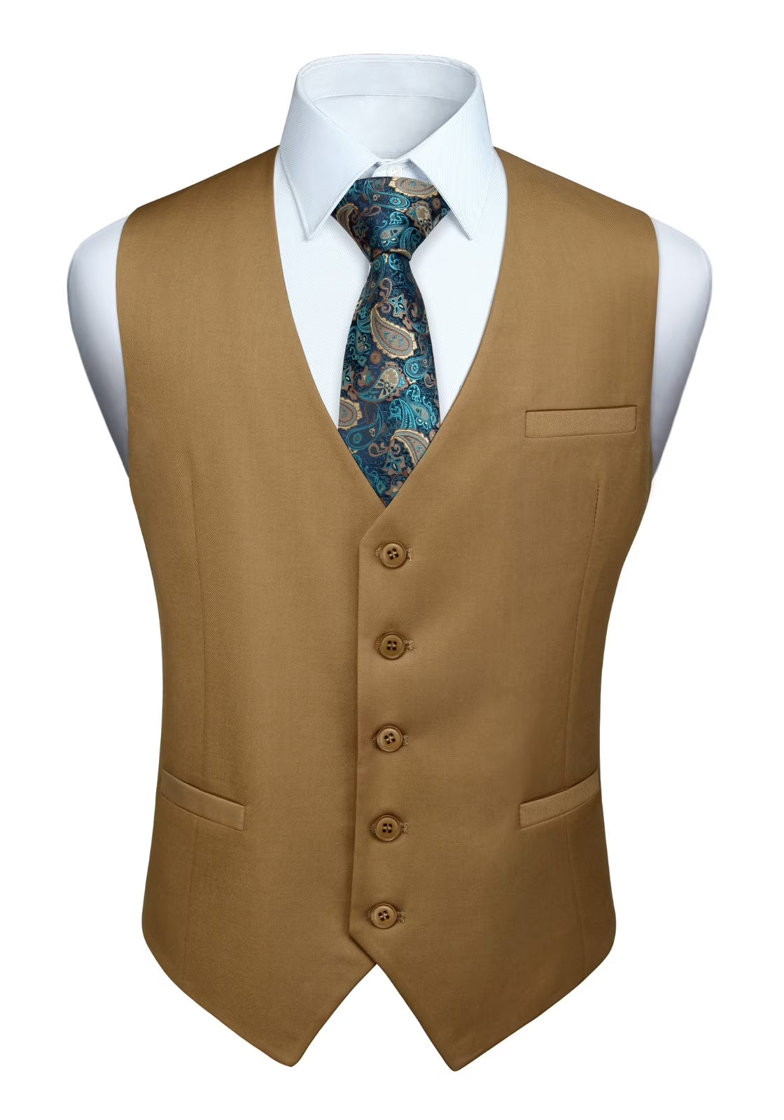 HISDERN Men's Plaid Suit Vest Sky Blue Business Formal Dress Vests Wedding Waistcoat for Tuxedo