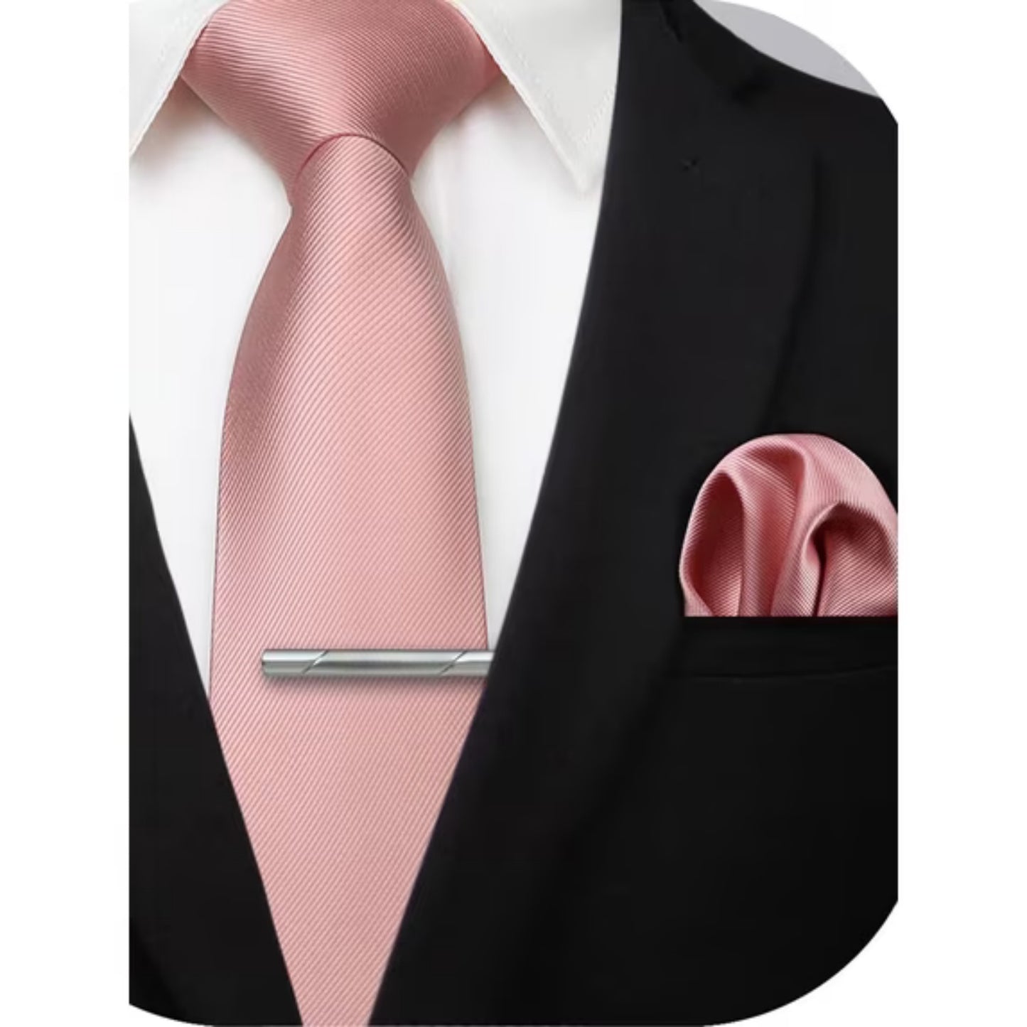 HISDERN Mens Solid Color Ties Formal Satin Necktie and Pocket Square Set Classic Tie