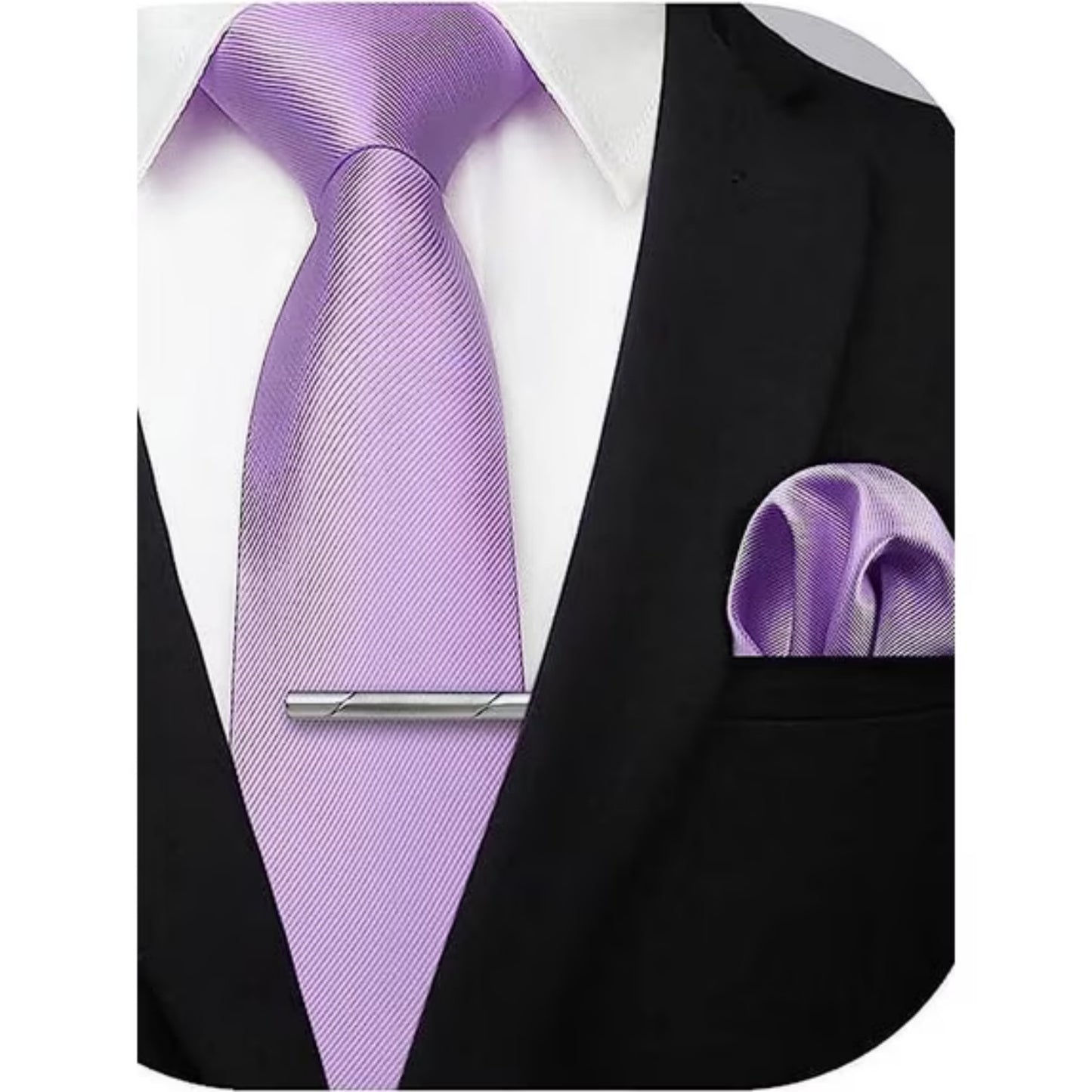 HISDERN Mens Solid Color Ties Formal Satin Necktie and Pocket Square Set Classic Tie
