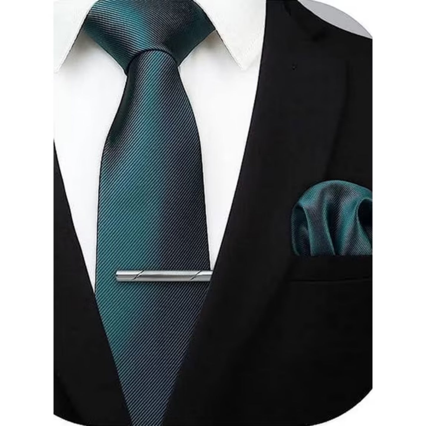 HISDERN Mens Solid Color Ties Formal Satin Necktie and Pocket Square Set Classic Tie