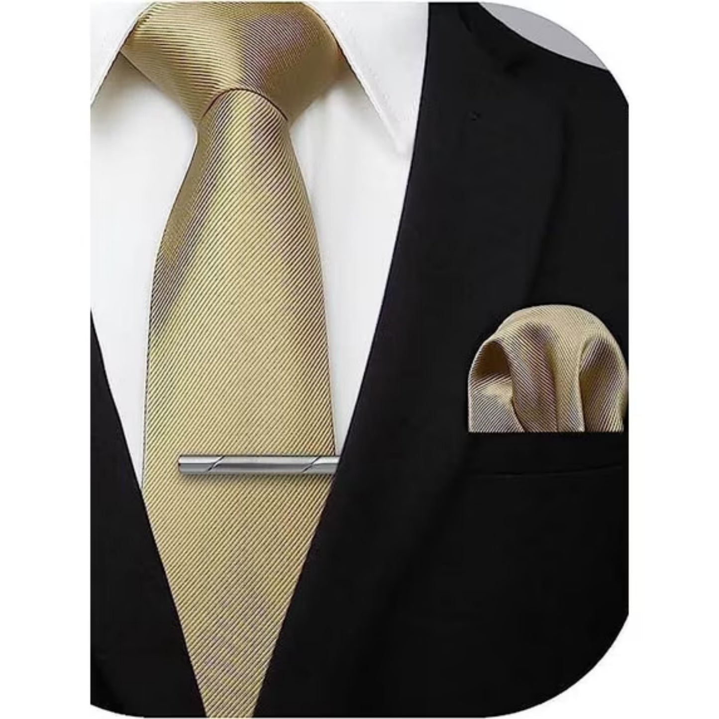 HISDERN Mens Solid Color Ties Formal Satin Necktie and Pocket Square Set Classic Tie