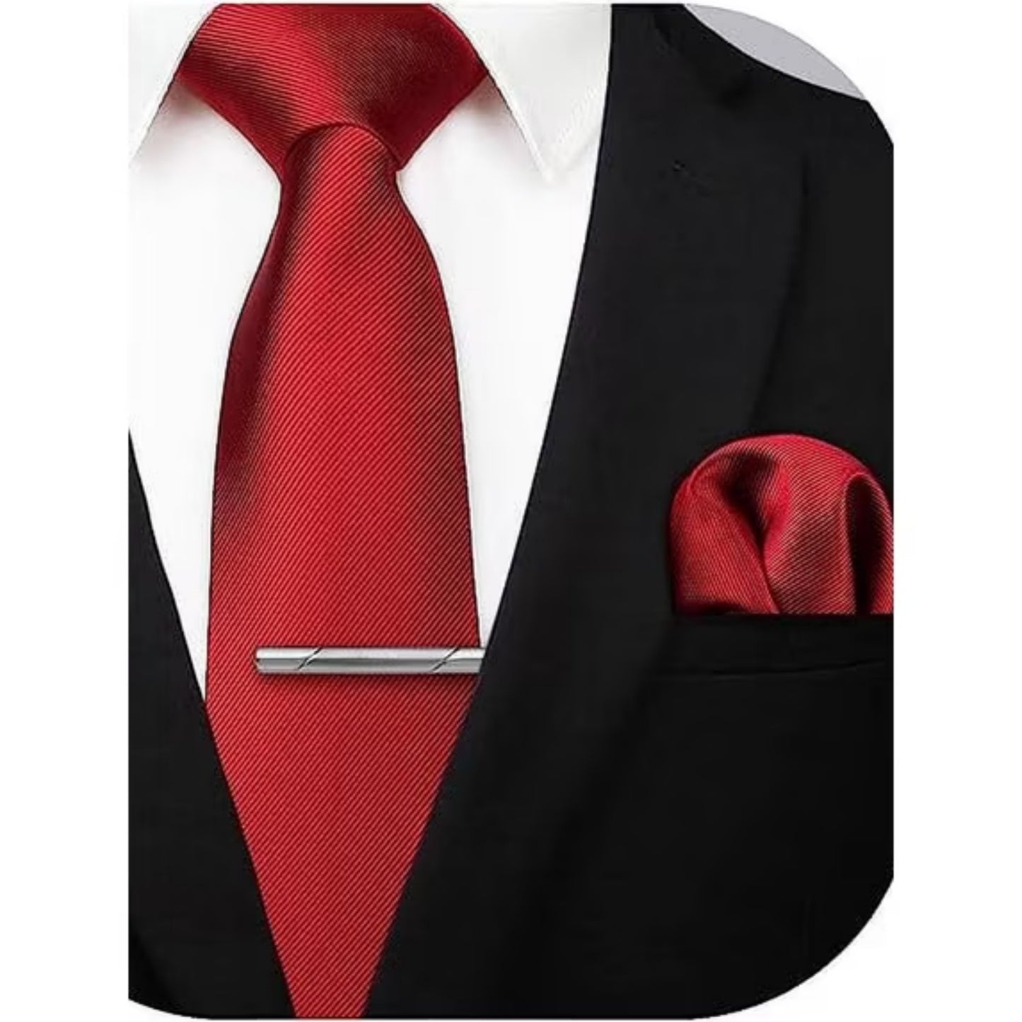 HISDERN Mens Solid Color Ties Formal Satin Necktie and Pocket Square Set Classic Tie