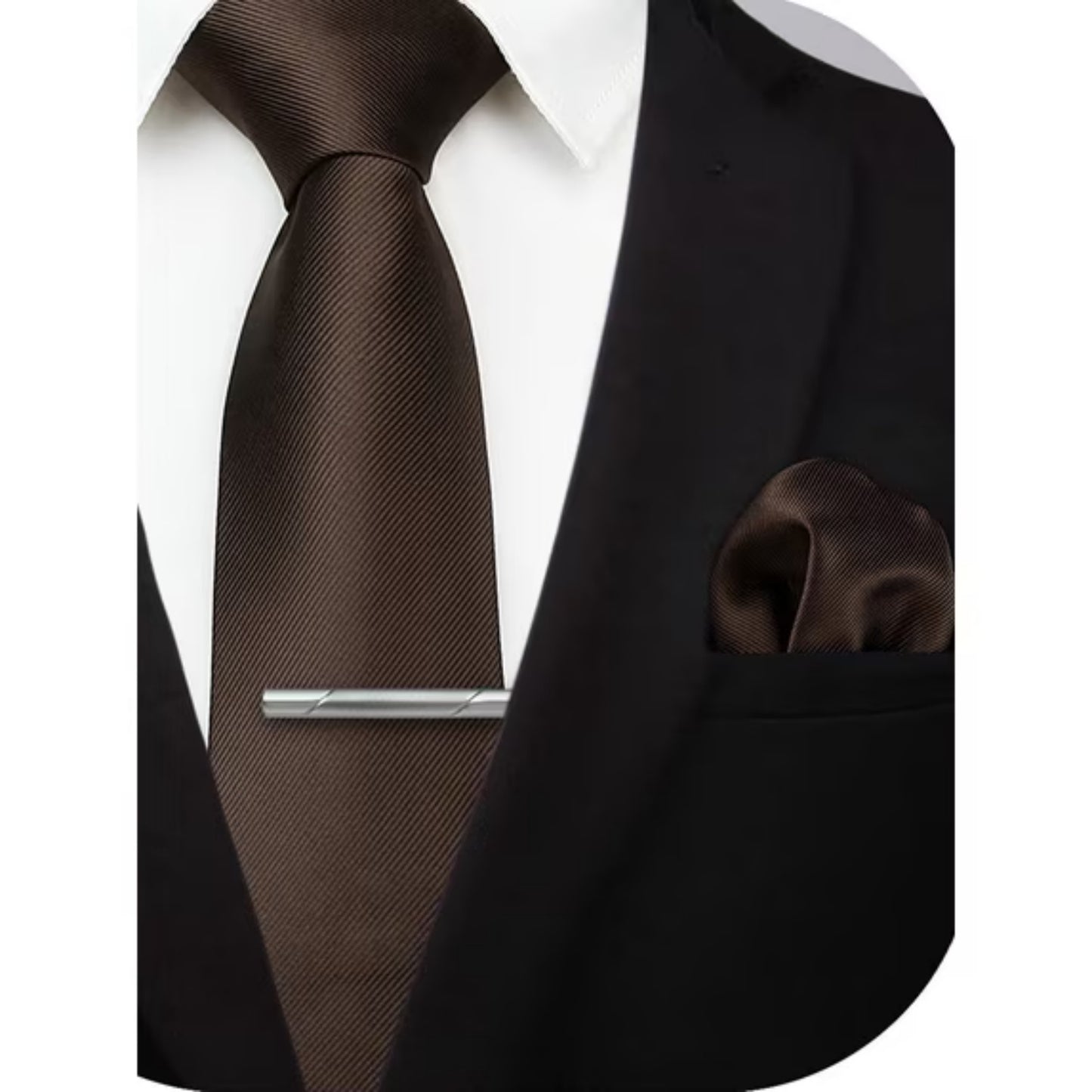 HISDERN Mens Solid Color Ties Formal Satin Necktie and Pocket Square Set Classic Tie