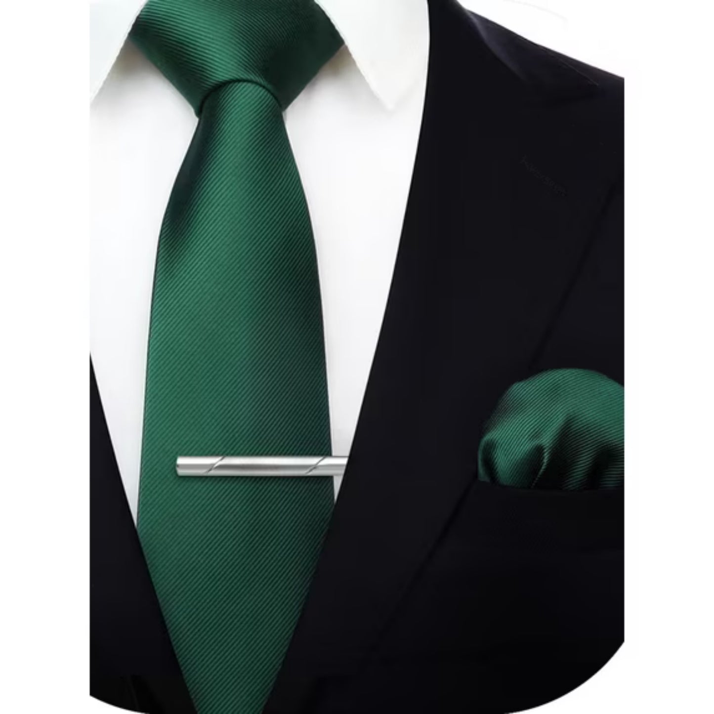 HISDERN Mens Solid Color Ties Formal Satin Necktie and Pocket Square Set Classic Tie