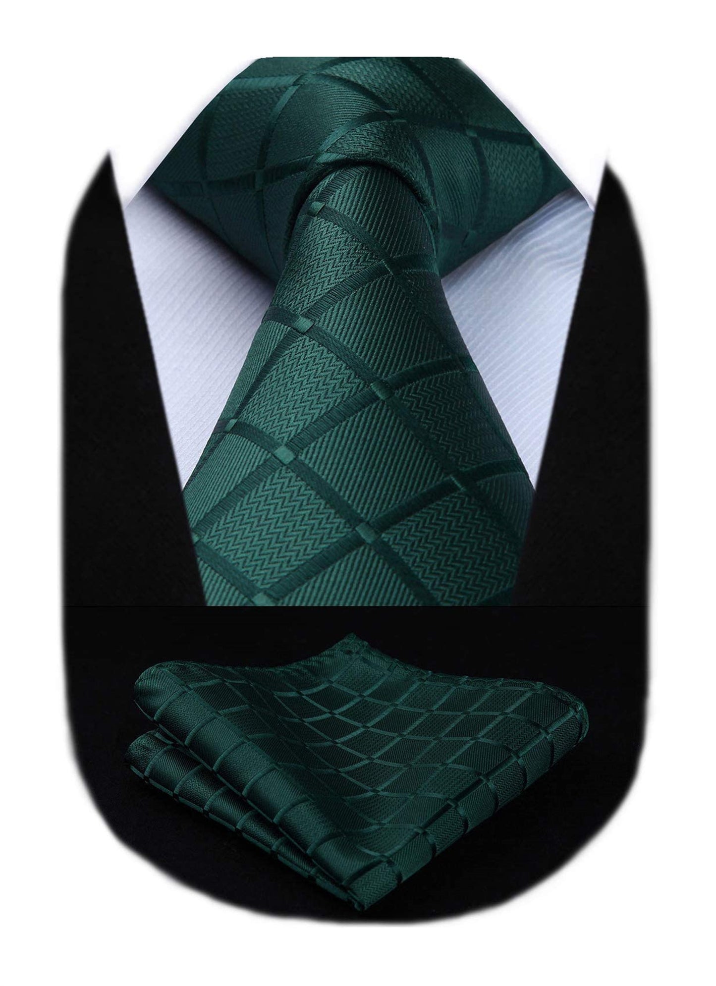 HISDERN Paisley Ties for Men Classic Extra Long Floral Tie and Pocket Square Formal Silk Necktie Set