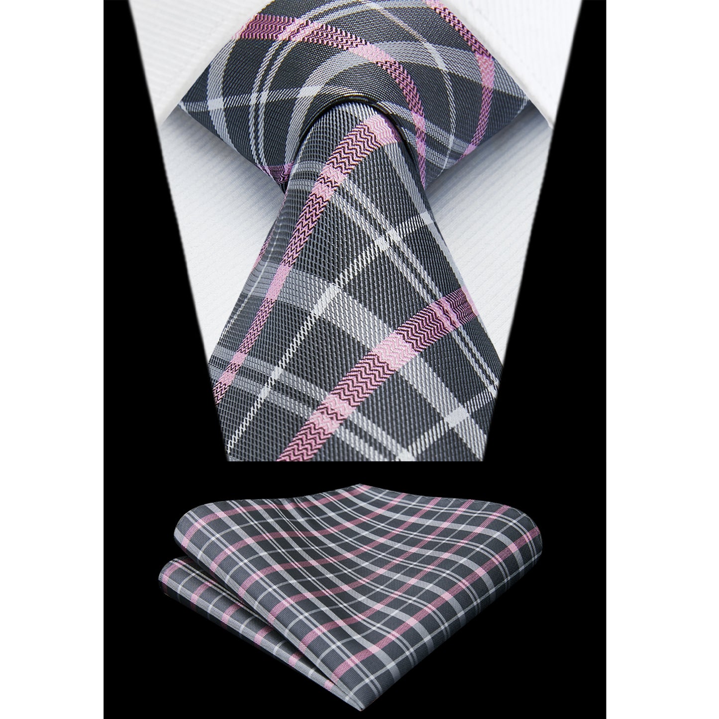HISDERN Paisley Ties for Men Classic Extra Long Floral Tie and Pocket Square Formal Silk Necktie Set