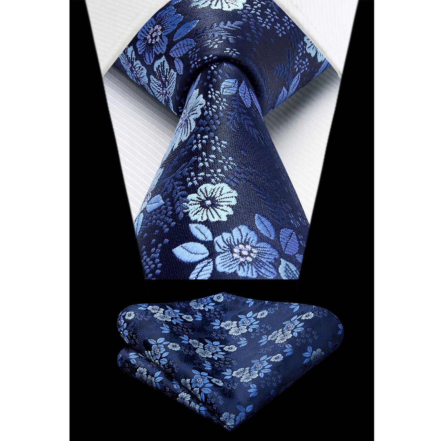 HISDERN Paisley Ties for Men Classic Extra Long Floral Tie and Pocket Square Formal Silk Necktie Set