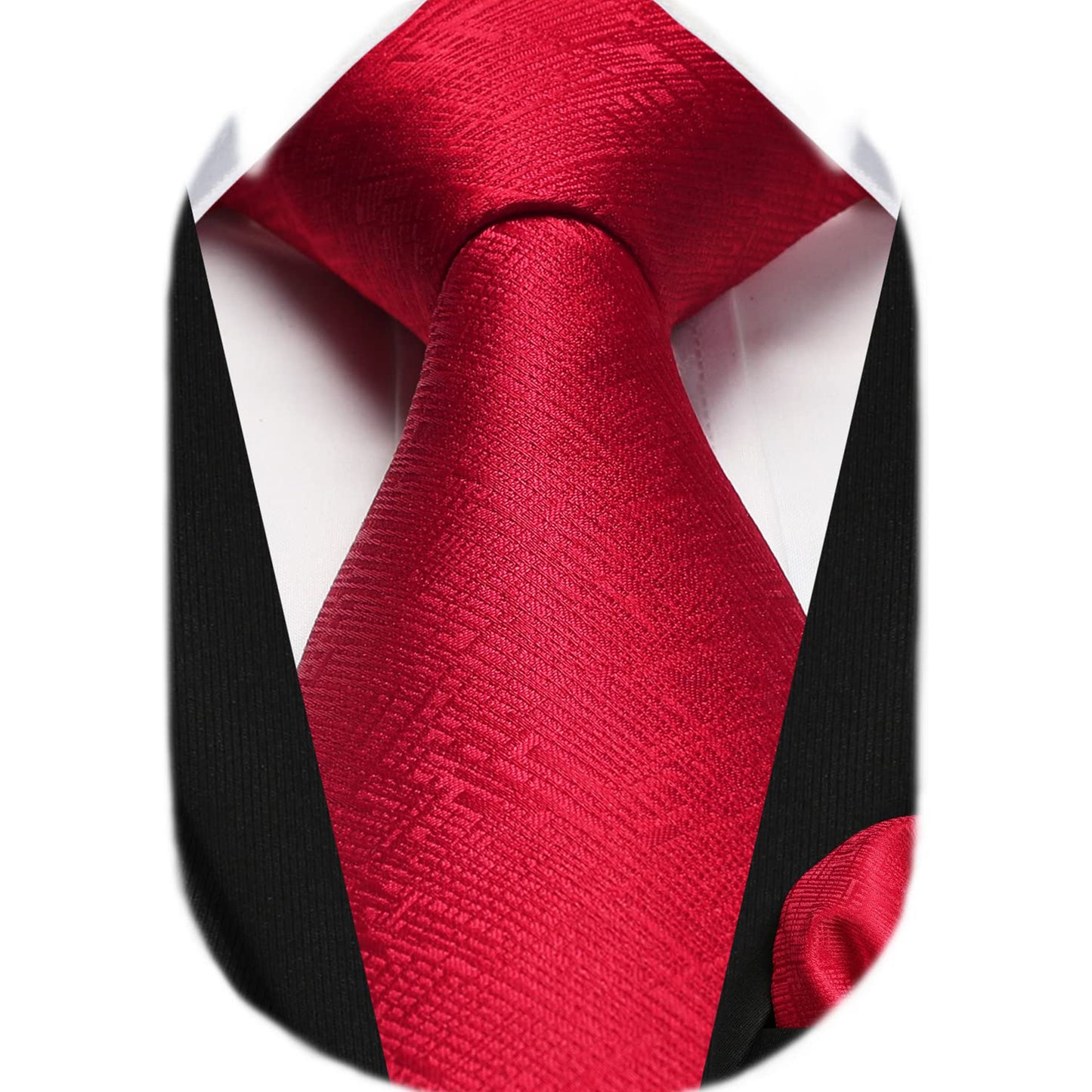 HISDERN Mens Solid Color Ties Formal Satin Necktie and Pocket Square Set Classic Tie