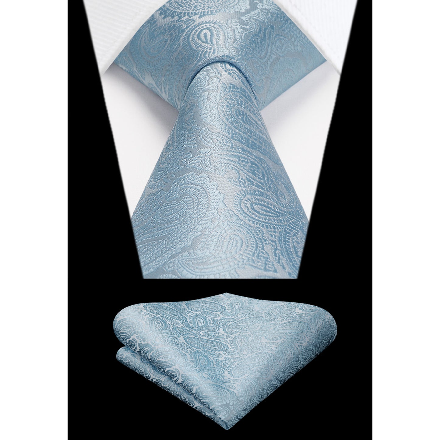 HISDERN Paisley Ties for Men Classic Extra Long Floral Tie and Pocket Square Formal Silk Necktie Set