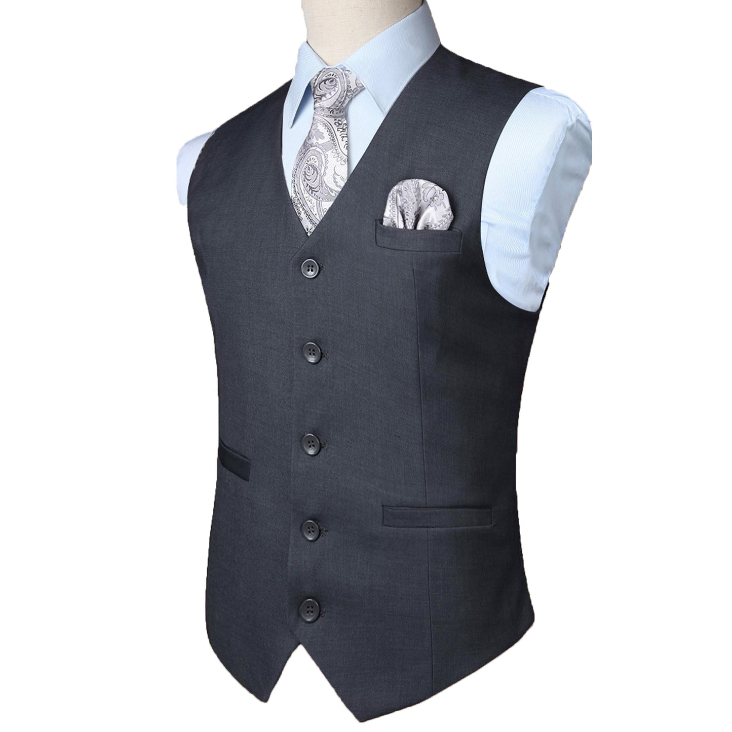 Men Suit Vest Dress Vests Business Formal Wedding Waistcoat with 3 Pockets for Suit Tuxedo