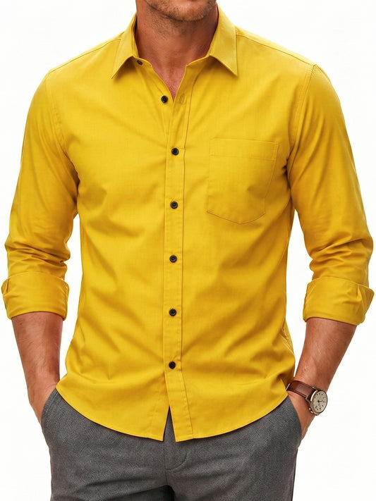 Men's Dress Shirts Long Sleeve Button Down Shirt Casual Formal Business Tops with Pocket