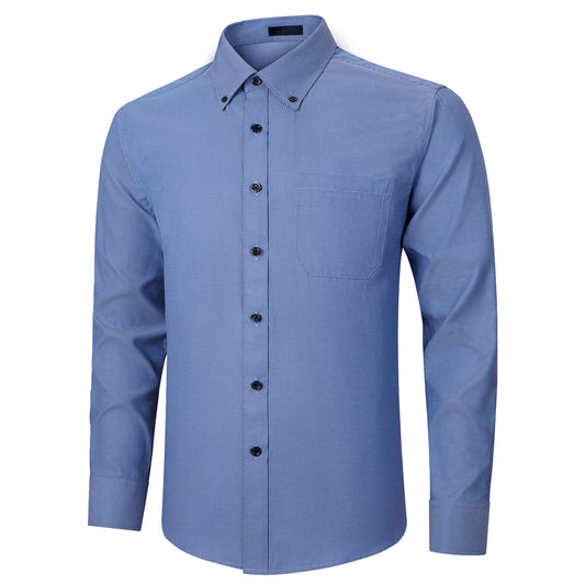 Men's Long Sleeve Plaid Dress Shirts with Pocket Casual Button Down Shirt Formal Business Tops