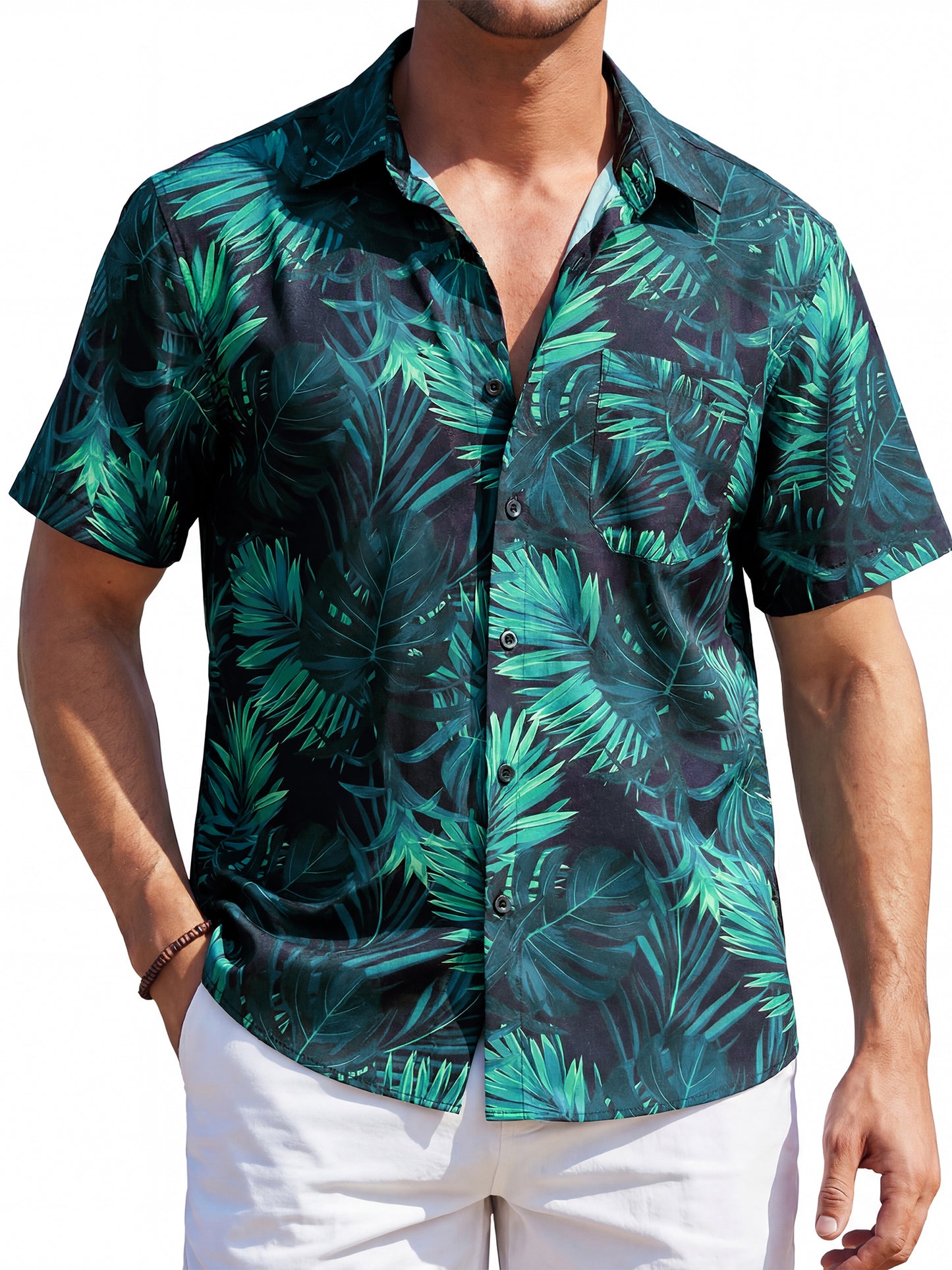 Mens Hawaiian Shirts Short Sleeve Summer Beach Aloha Shirt Tropical Floral Casual Button Down Shirt