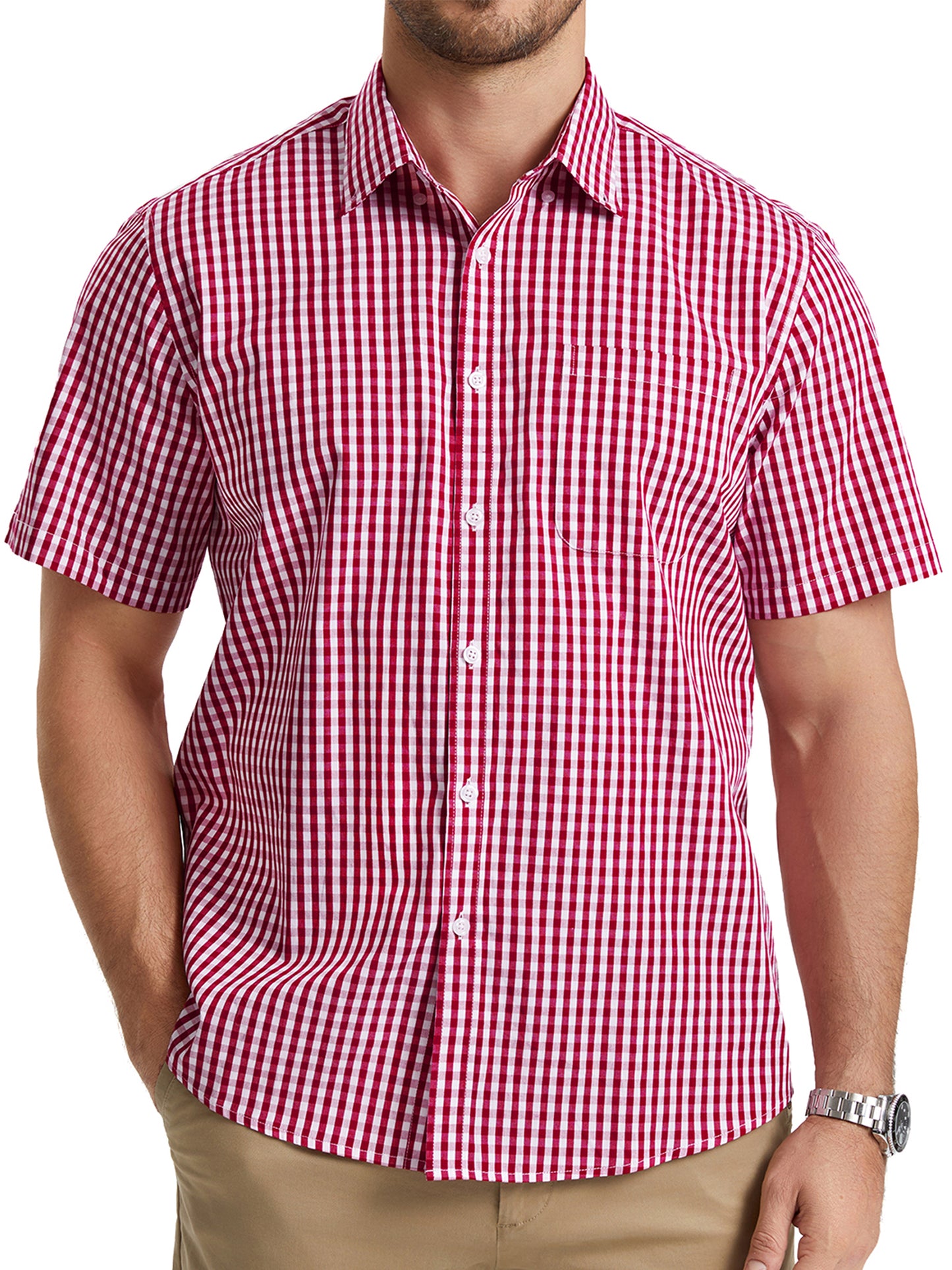 Mens Plaid Button Down Shirts Mens Short Sleeve Shirts Regular Fit Mens Button Up Casual Shirts